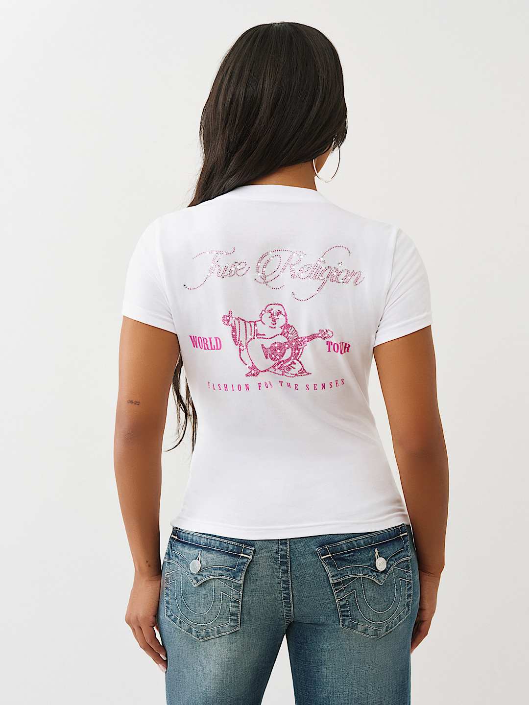 CRYSTAL BUDDHA V NECK TEE, image 5