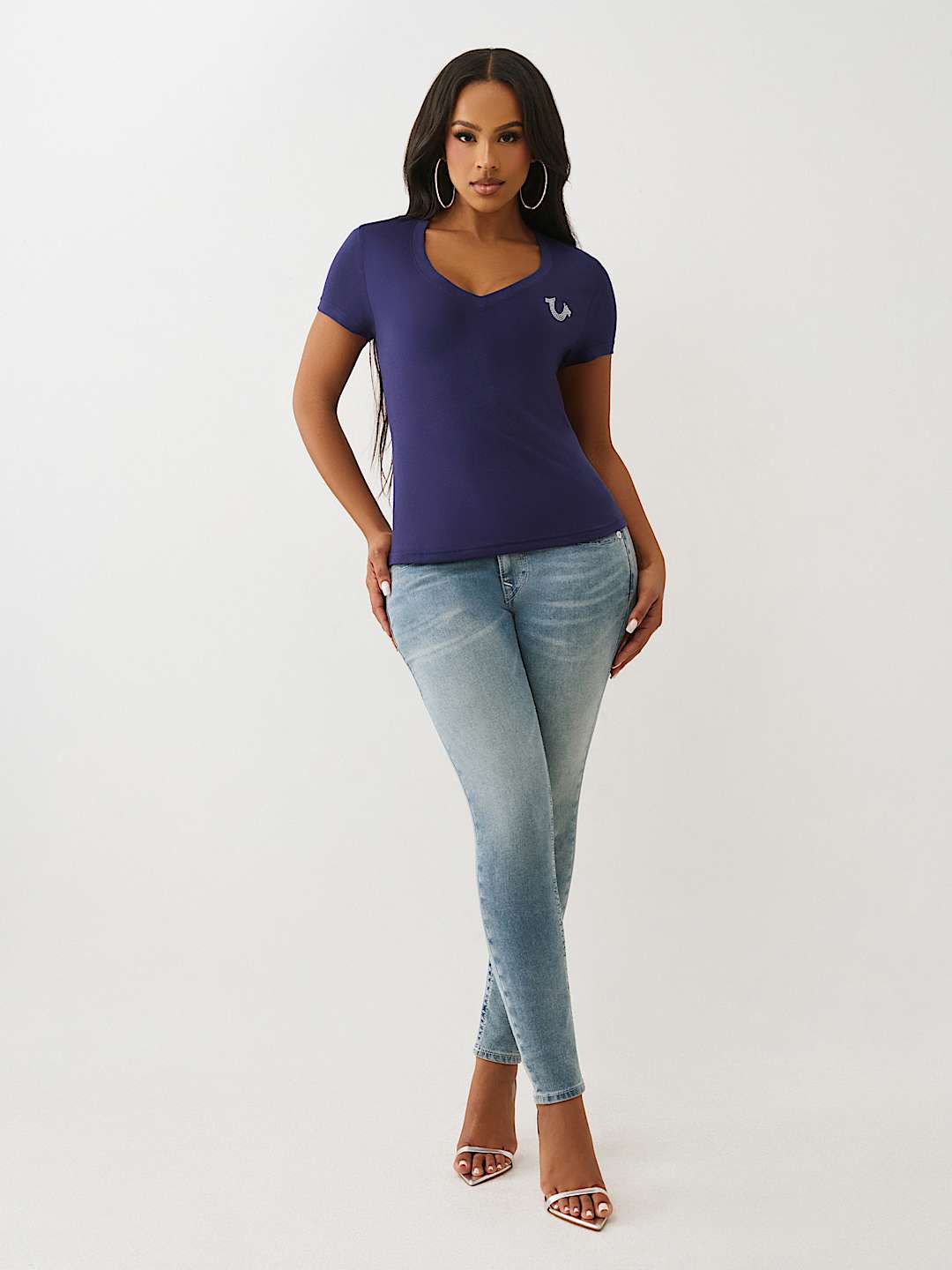 CRYSTAL BUDDHA V NECK TEE, image 3