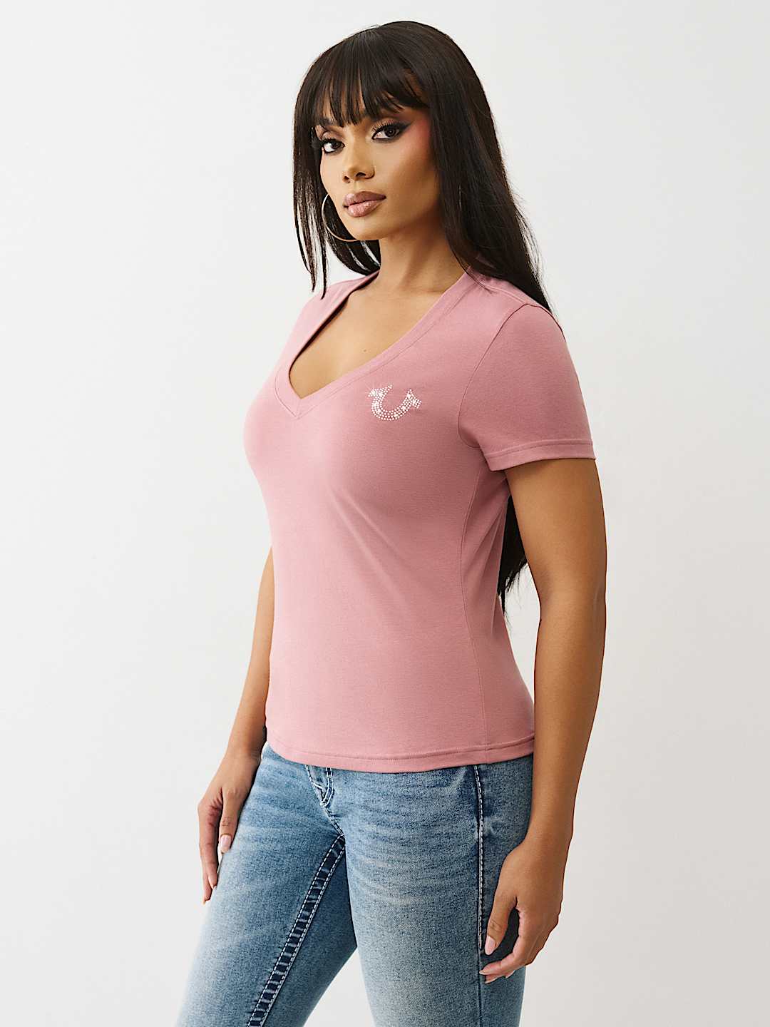 CAMISETA CON CUELLO EN V BUDDHA CON CRISTALES, image 4