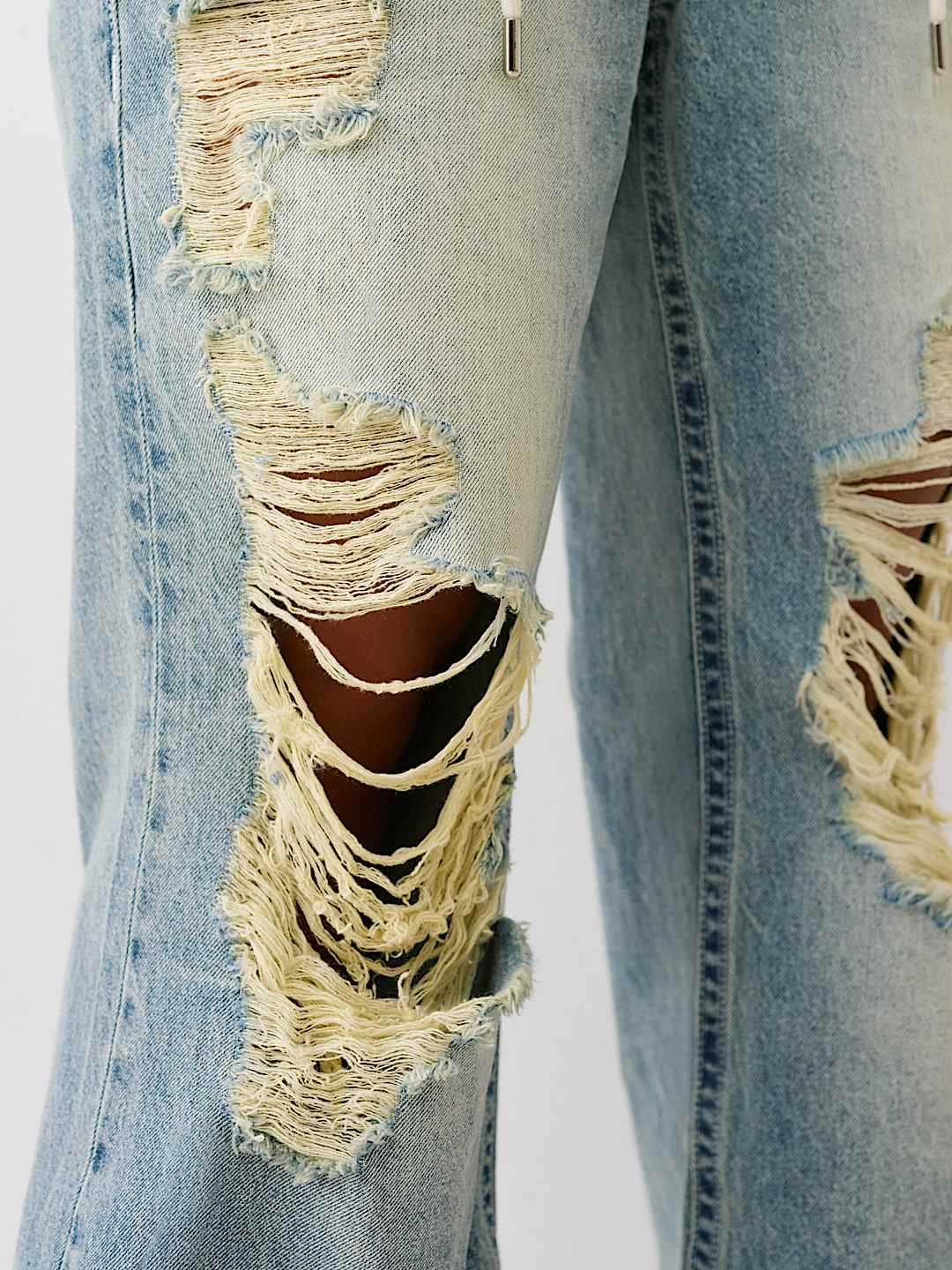 BOBBI DOUBLE WAISTBAND DISTRESSED BAGGY JEAN