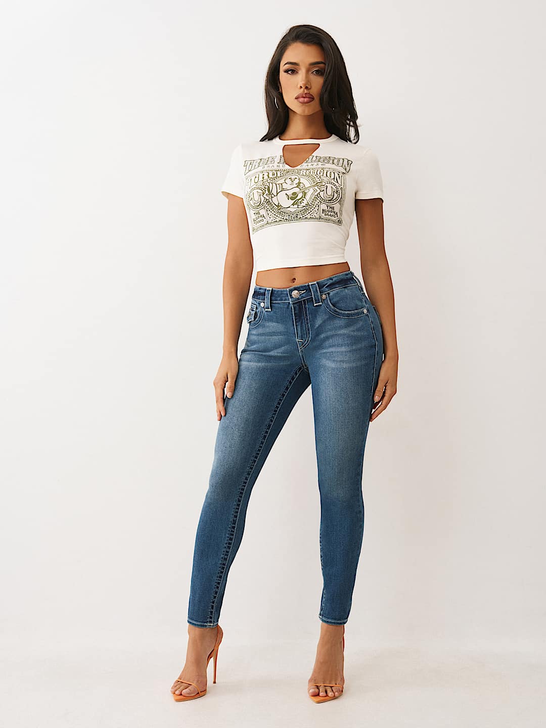 JENNIE MID RISE MONEY EMBROIDERED CURVY SKINNY JEAN, image 3