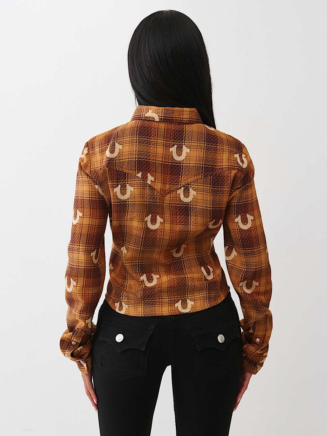 BLUSA TEJIDA A CUADROS CON HERRADURAS, image 4