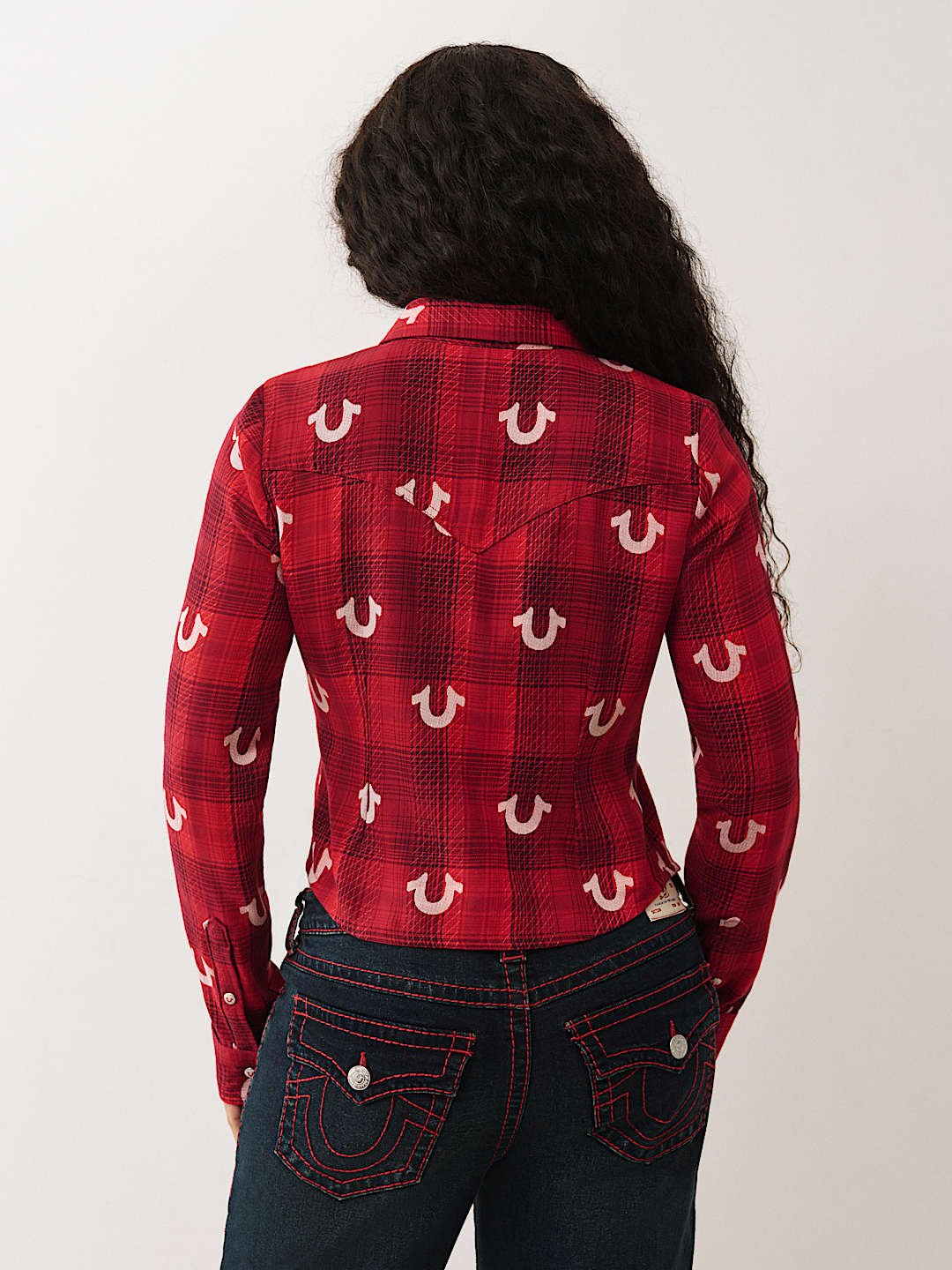 PLAID HORSESHOE WOVEN TOP, image 5