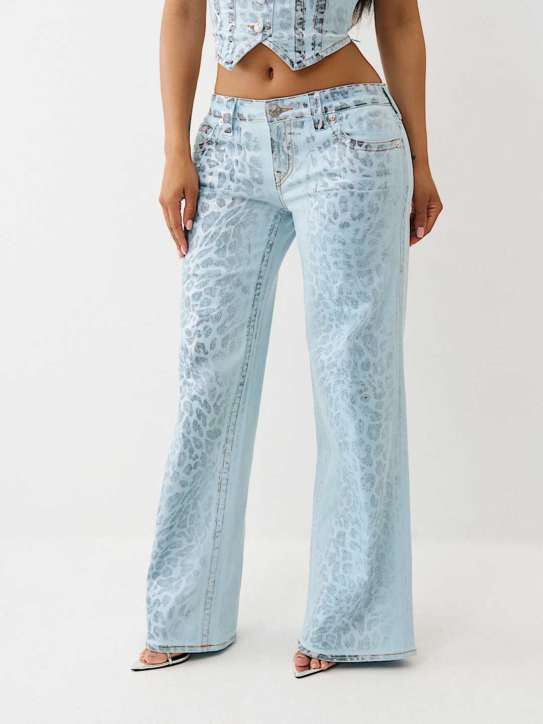 BOBBI FOILED LEOPARD LOW RISE BAGGY JEAN