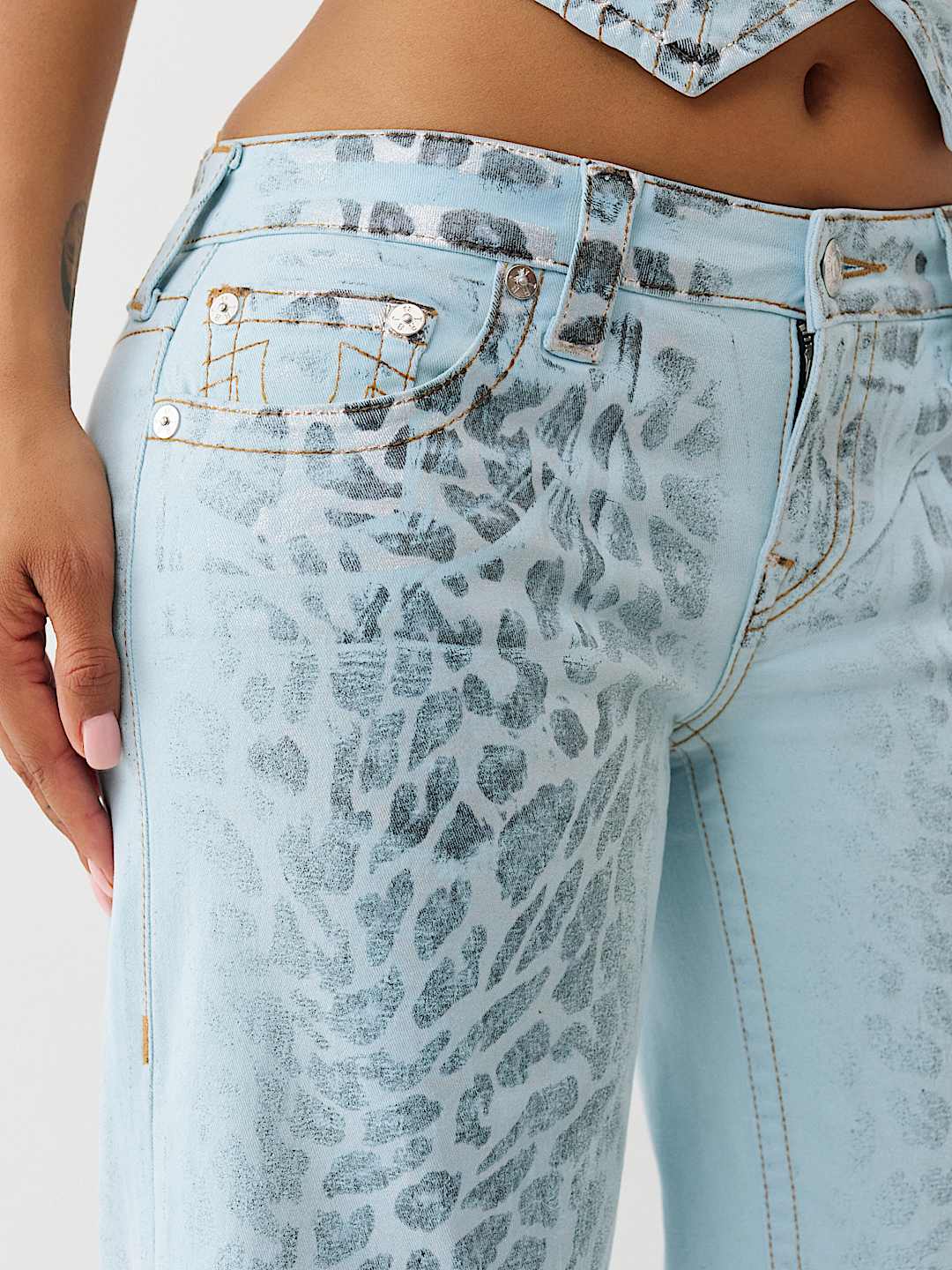 BOBBI FOILED LEOPARD LOW RISE BAGGY JEAN