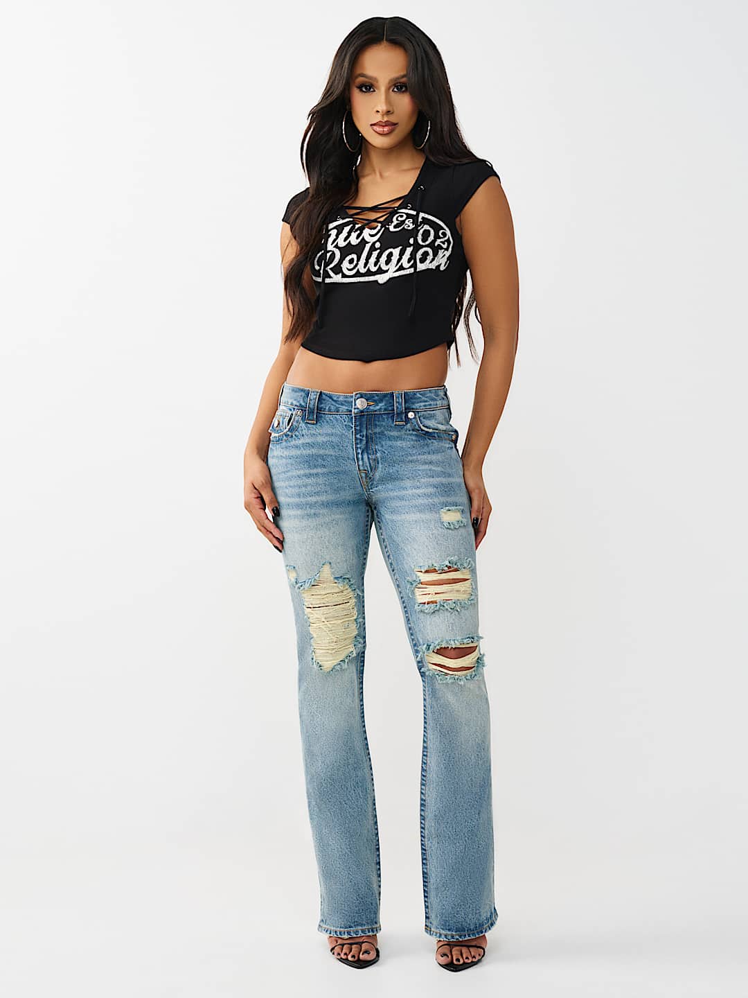 LACE-UP CAP SLEEVE RIBBED TOP, image 3