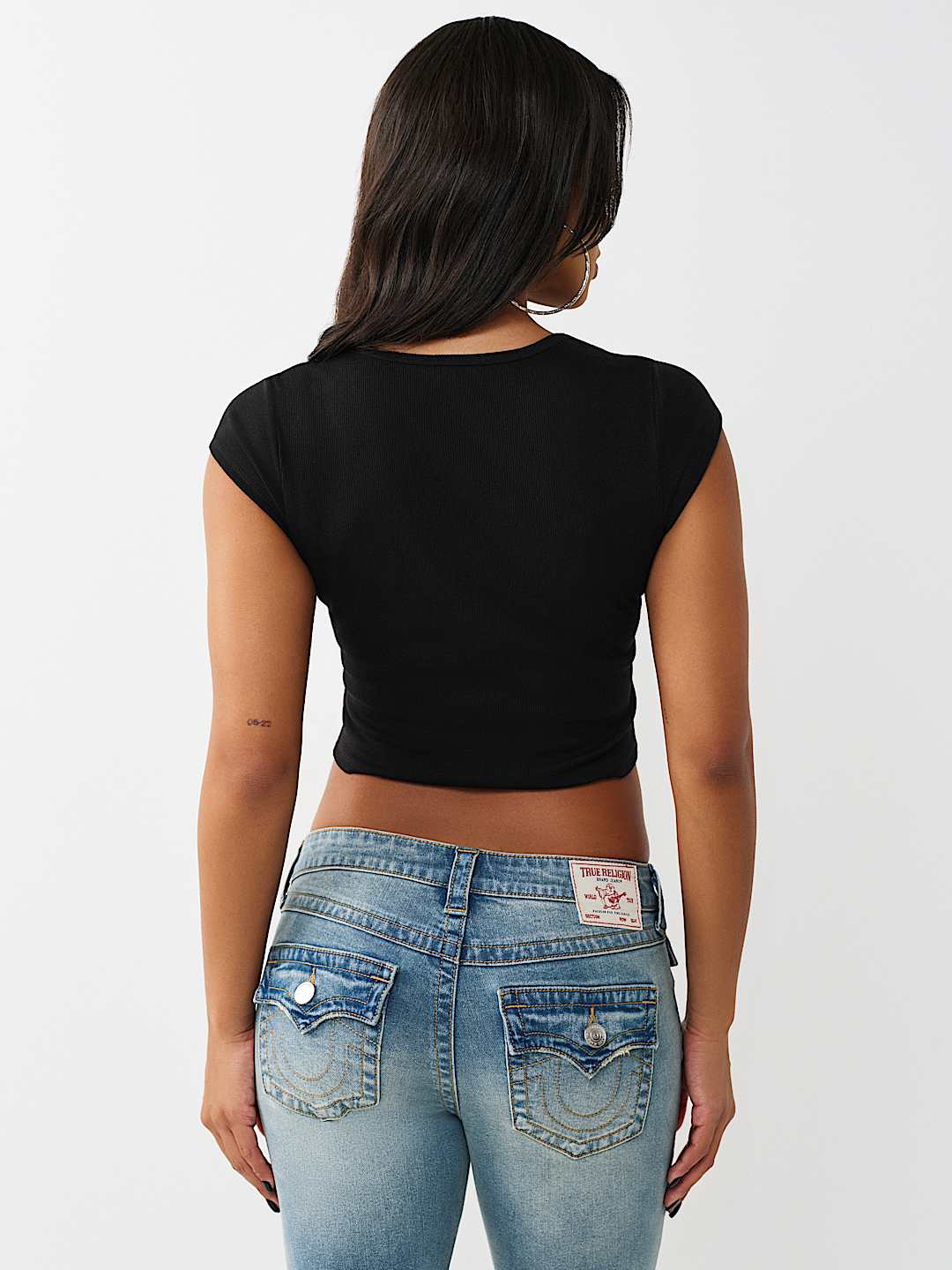 LACE-UP CAP SLEEVE RIBBED TOP, image 5