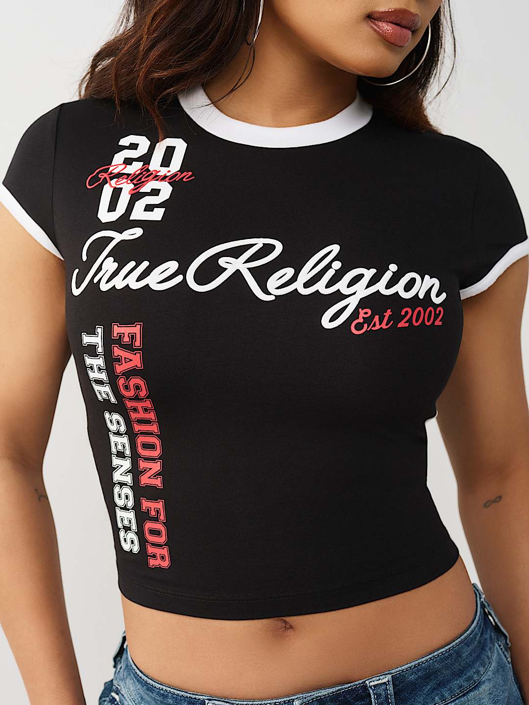 SPORTY CONTRAST CAP SLEEVE BABY TEE, image 2