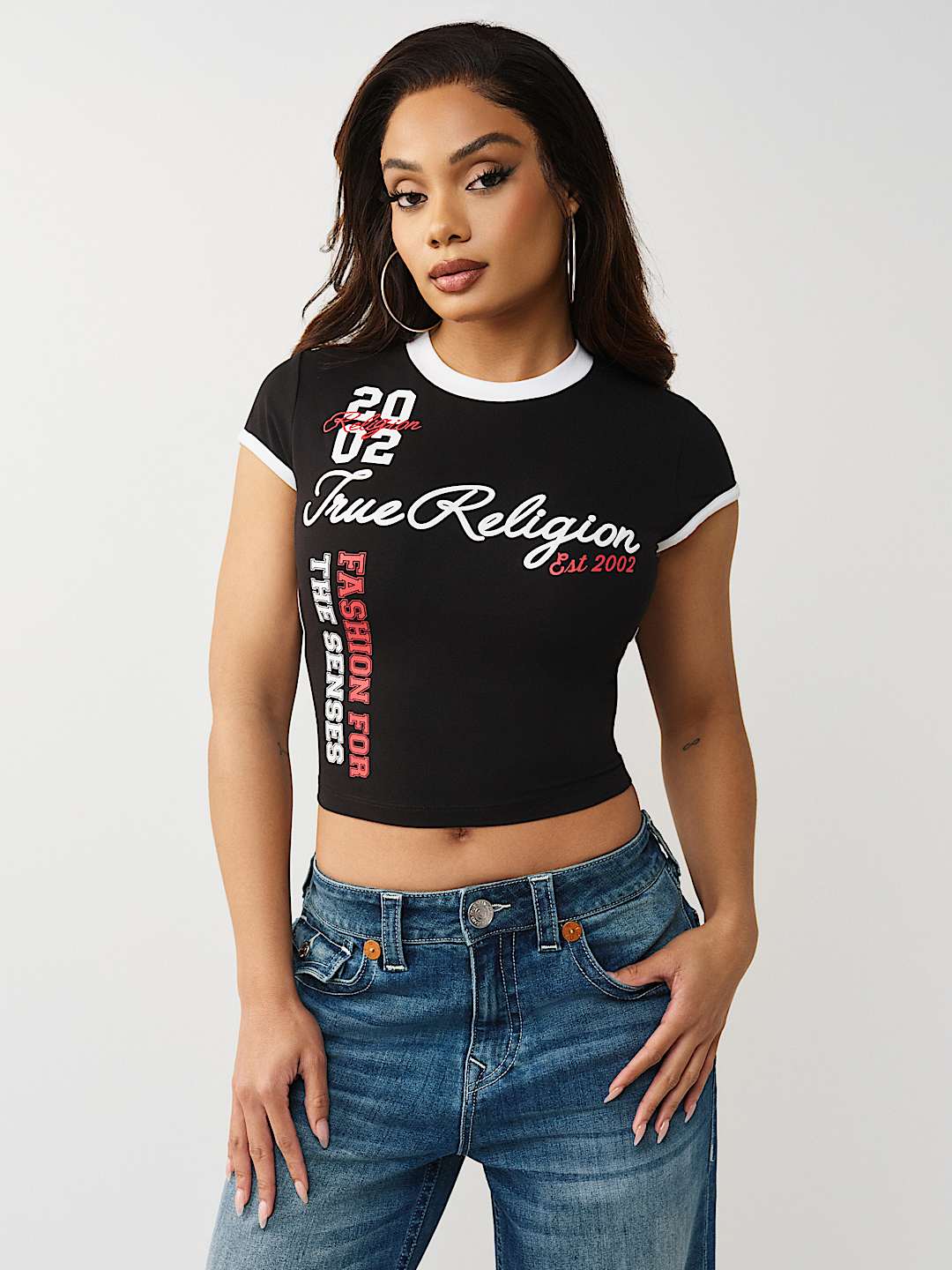 SPORTY CONTRAST CAP SLEEVE BABY TEE, image 3