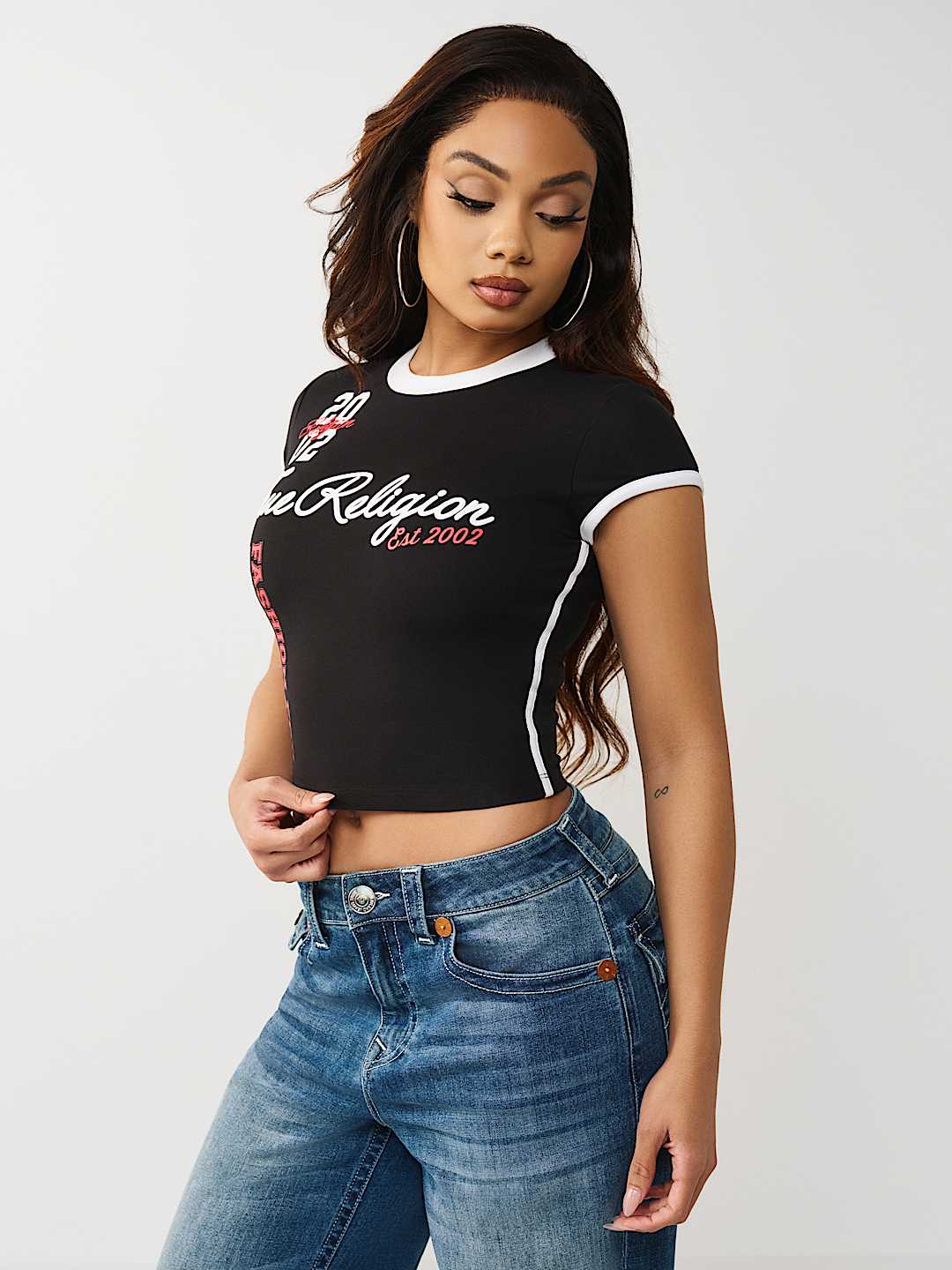 SPORTY CONTRAST CAP SLEEVE BABY TEE, image 5