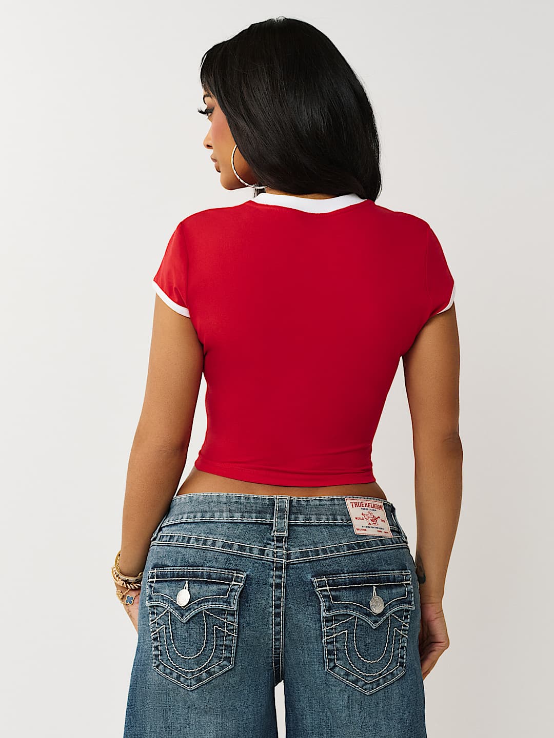 SPORTY CONTRAST CAP SLEEVE BABY TEE, image 5