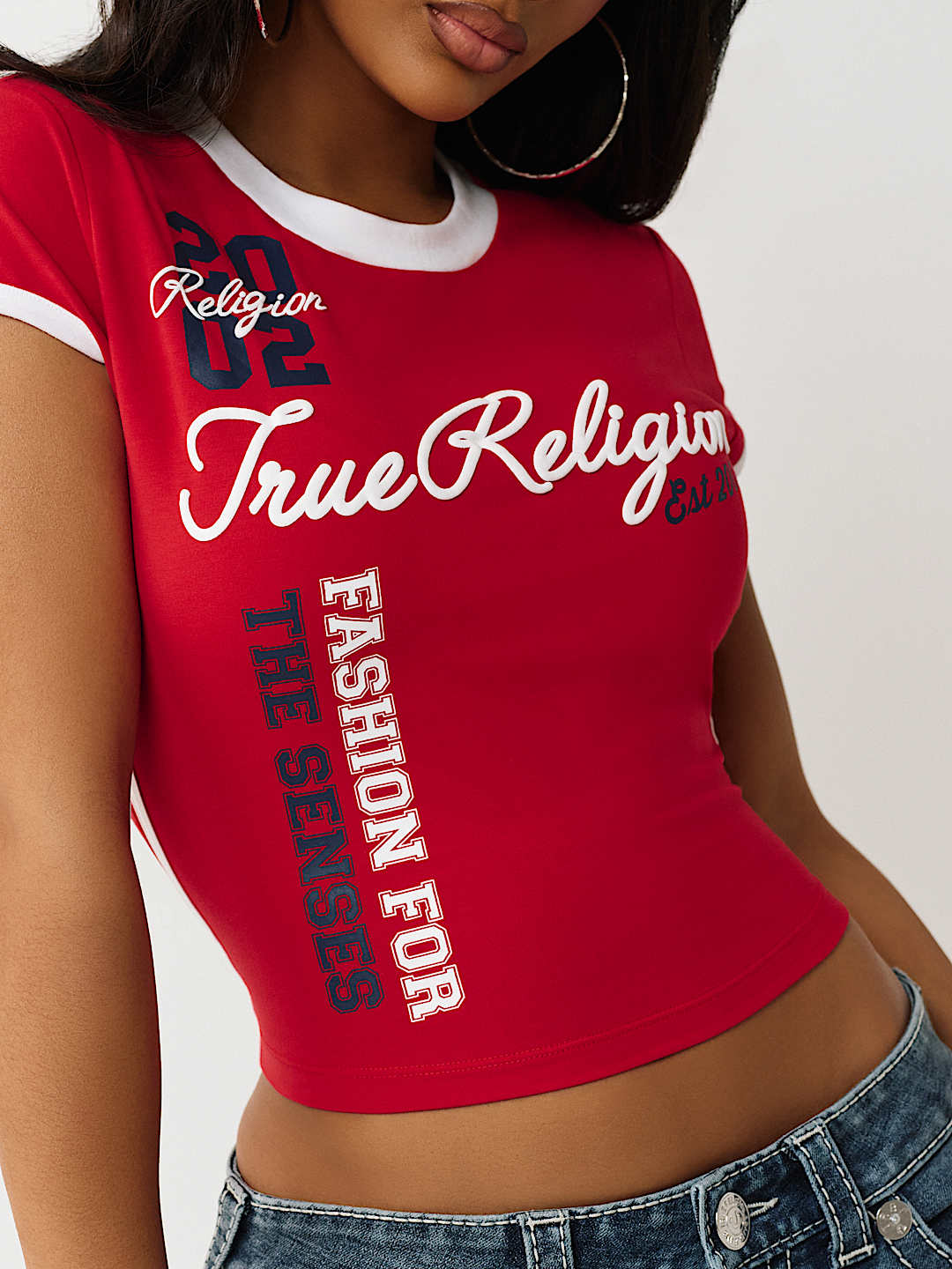 SPORTY CONTRAST CAP SLEEVE BABY TEE, image 1