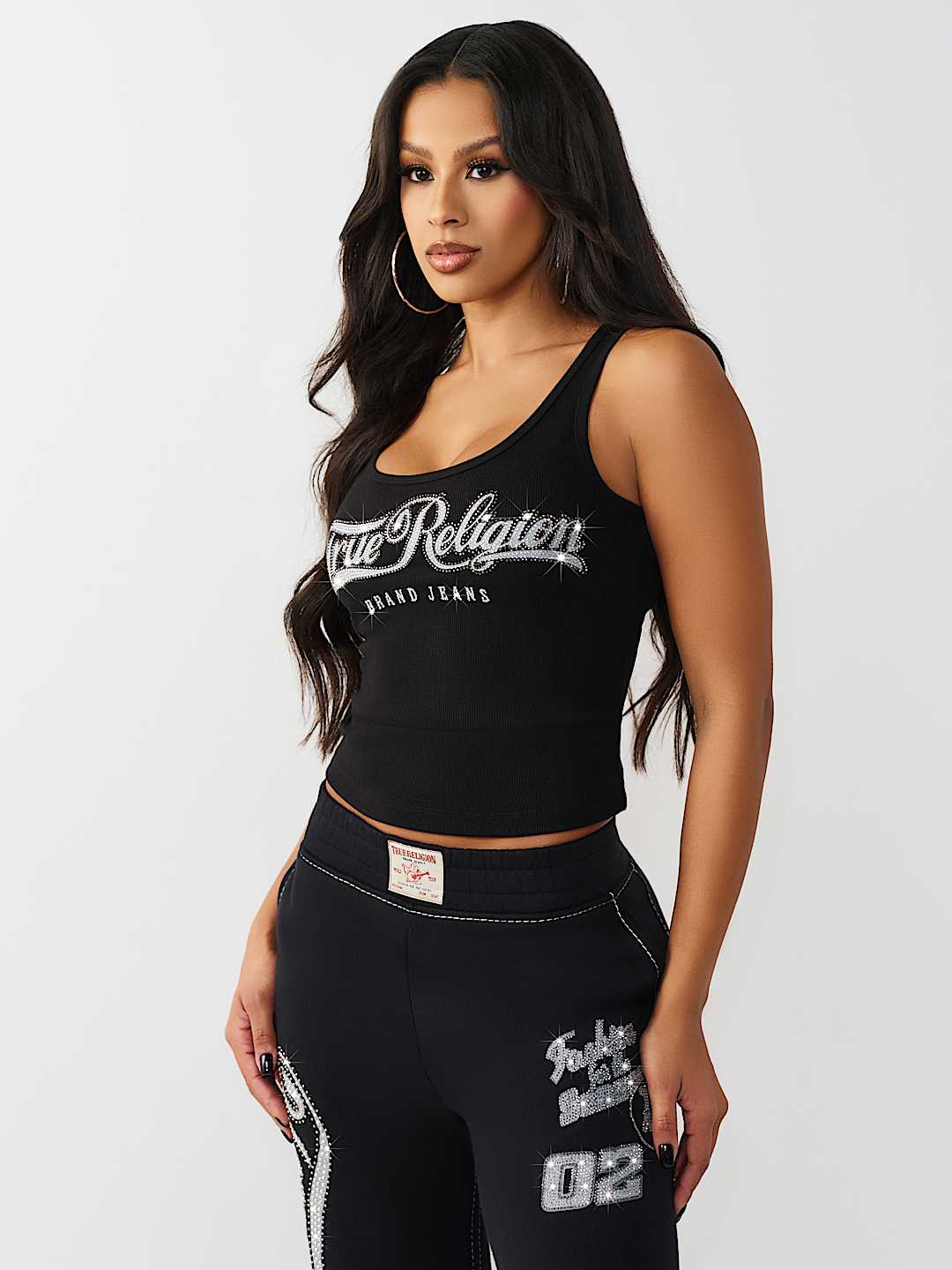 CRYSTAL SQUARE NECK RIBBED TANK, image 5