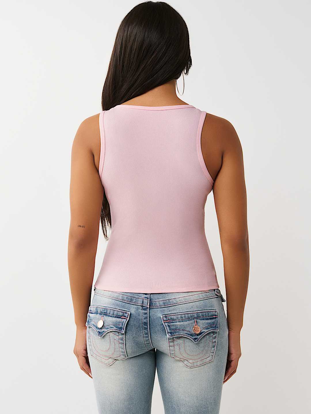 CRYSTAL SQUARE NECK RIBBED TANK, image 5
