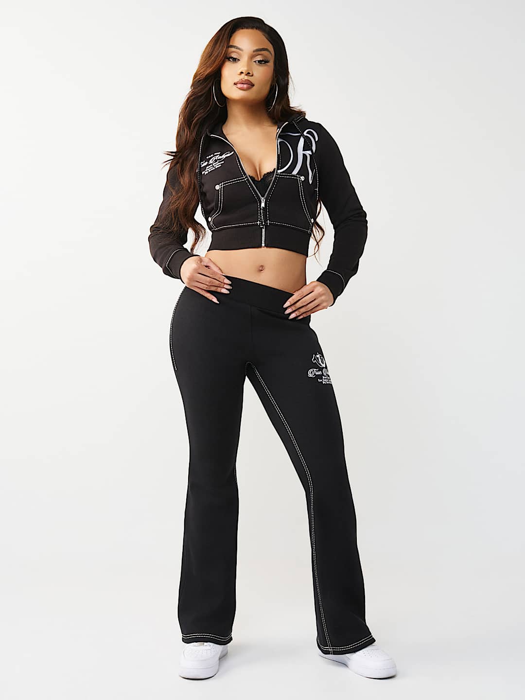 EMBROIDERED BIG T SHRUNKEN ZIP HOODIE, image 3