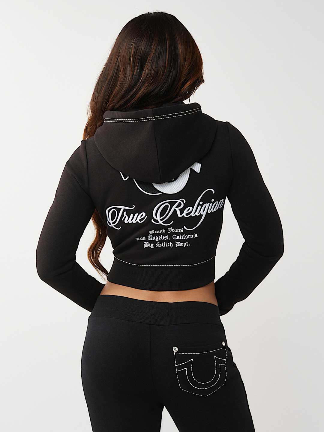 EMBROIDERED BIG T SHRUNKEN ZIP HOODIE, image 5