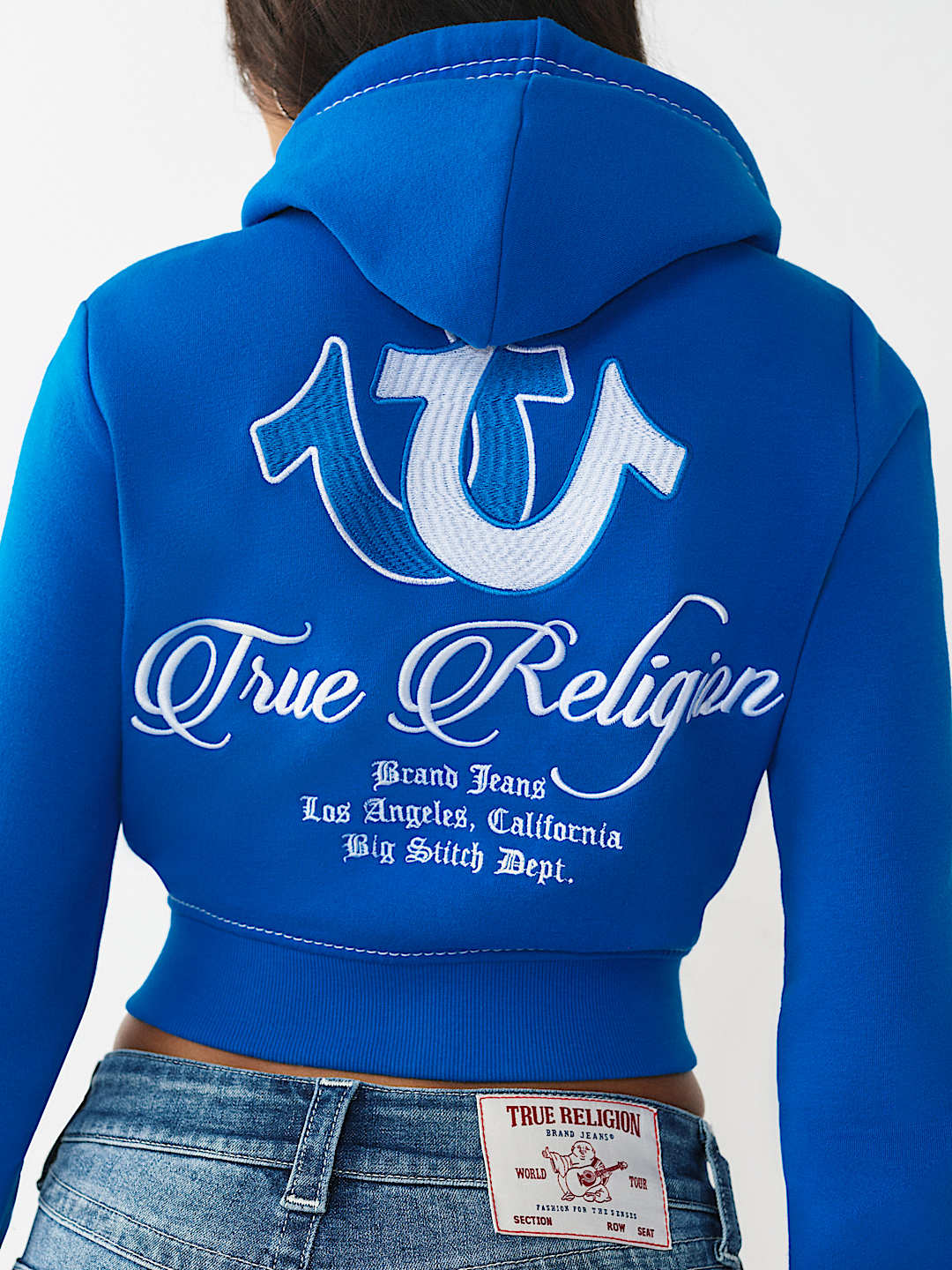 EMBROIDERED BIG T SHRUNKEN ZIP HOODIE, image 1