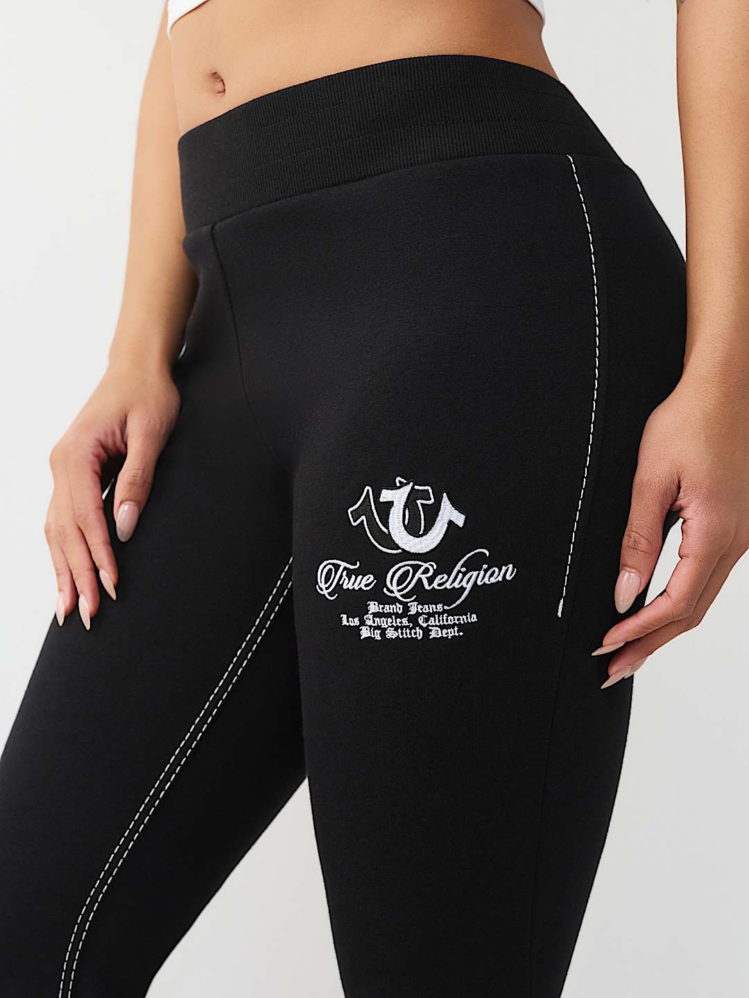 EMBROIDERED MID RISE BIG T BOOTCUT SWEATPANT, image 6