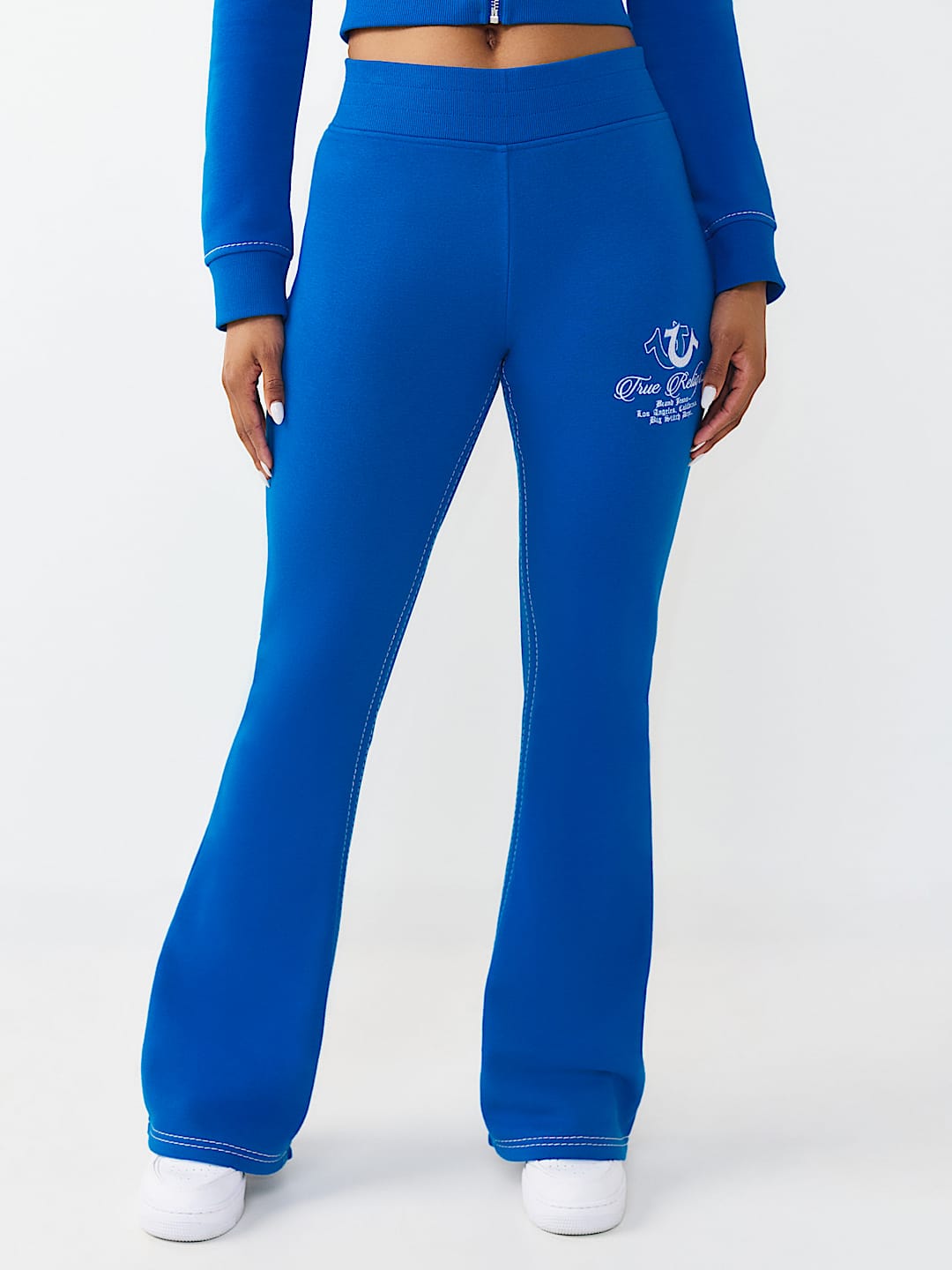 EMBROIDERED MID RISE BIG T BOOTCUT SWEATPANT, image 3