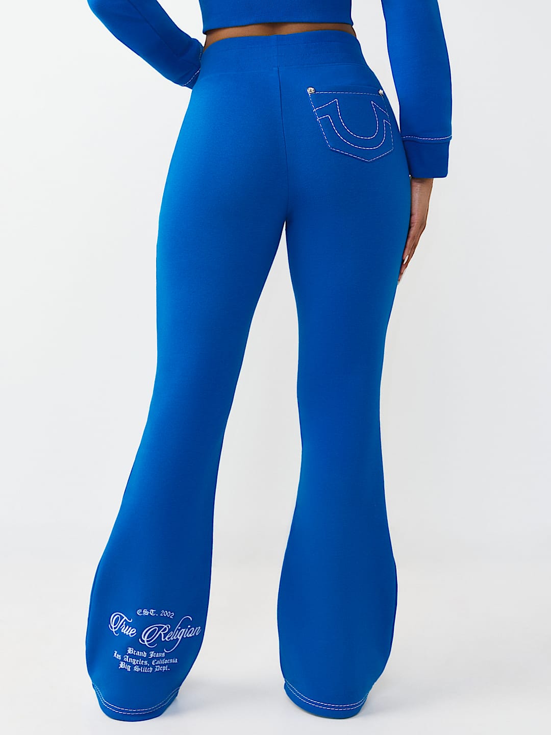 EMBROIDERED MID RISE BIG T BOOTCUT SWEATPANT, image 7