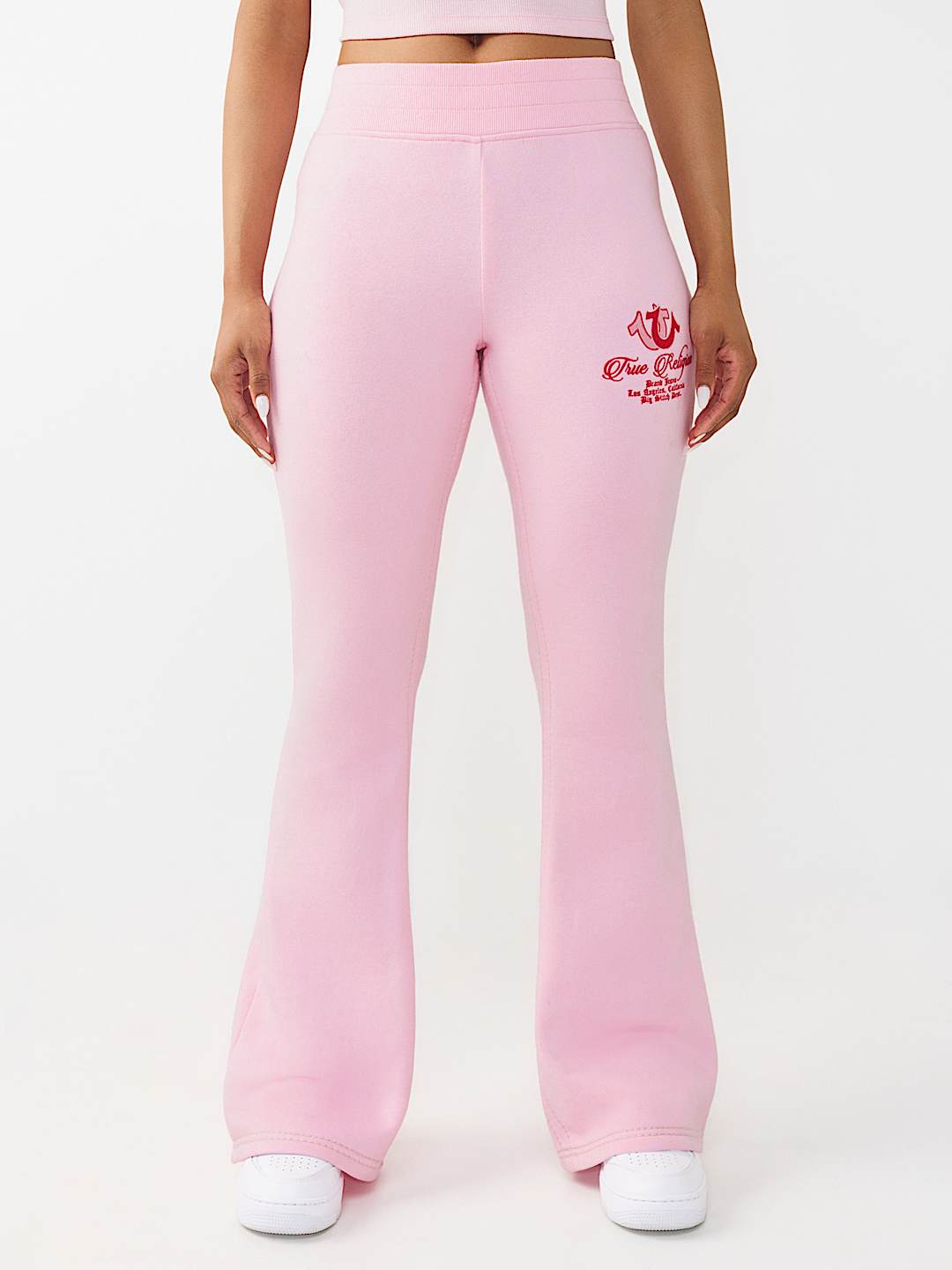 EMBROIDERED MID RISE BIG T BOOTCUT SWEATPANT, image 3