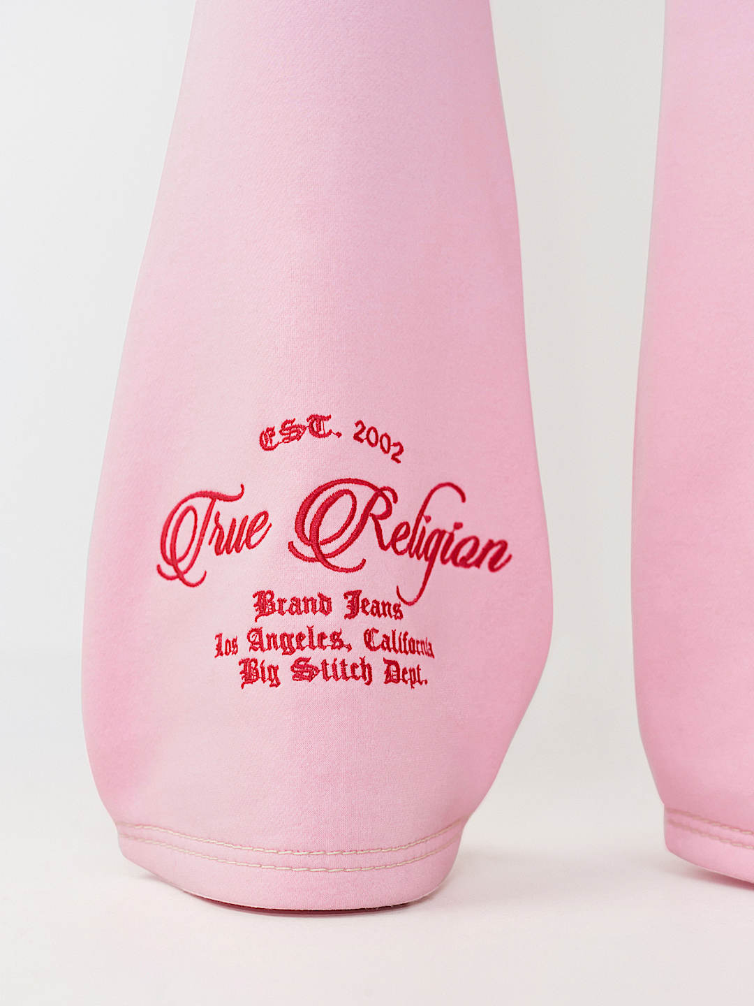 EMBROIDERED MID RISE BIG T BOOTCUT SWEATPANT, image 6