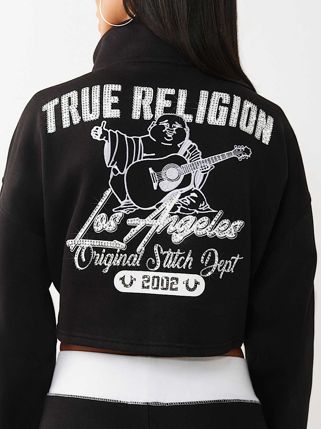 SPORTY CRYSTAL HALF-ZIP PULLOVER SWEATSHIRT, image 1