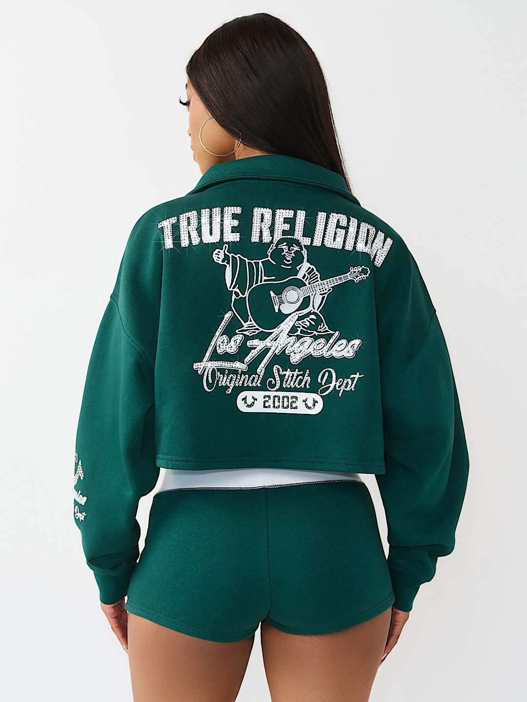 SPORTY CRYSTAL HALF-ZIP PULLOVER SWEATSHIRT, image 7