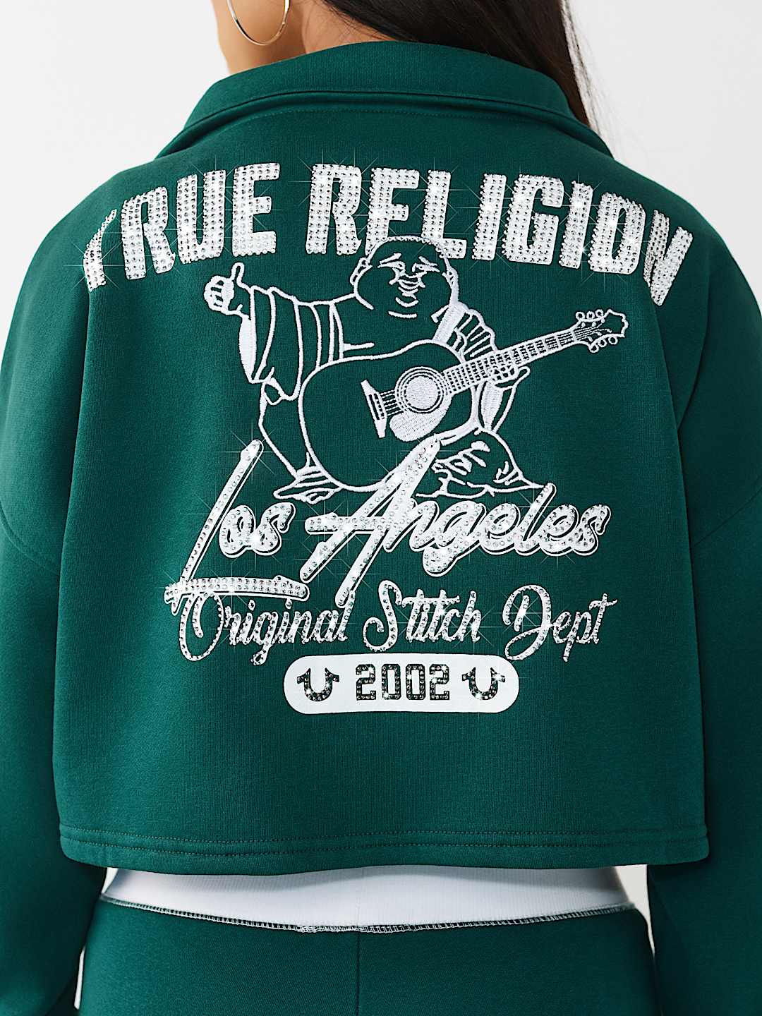 SPORTY CRYSTAL HALF-ZIP PULLOVER SWEATSHIRT, image 1