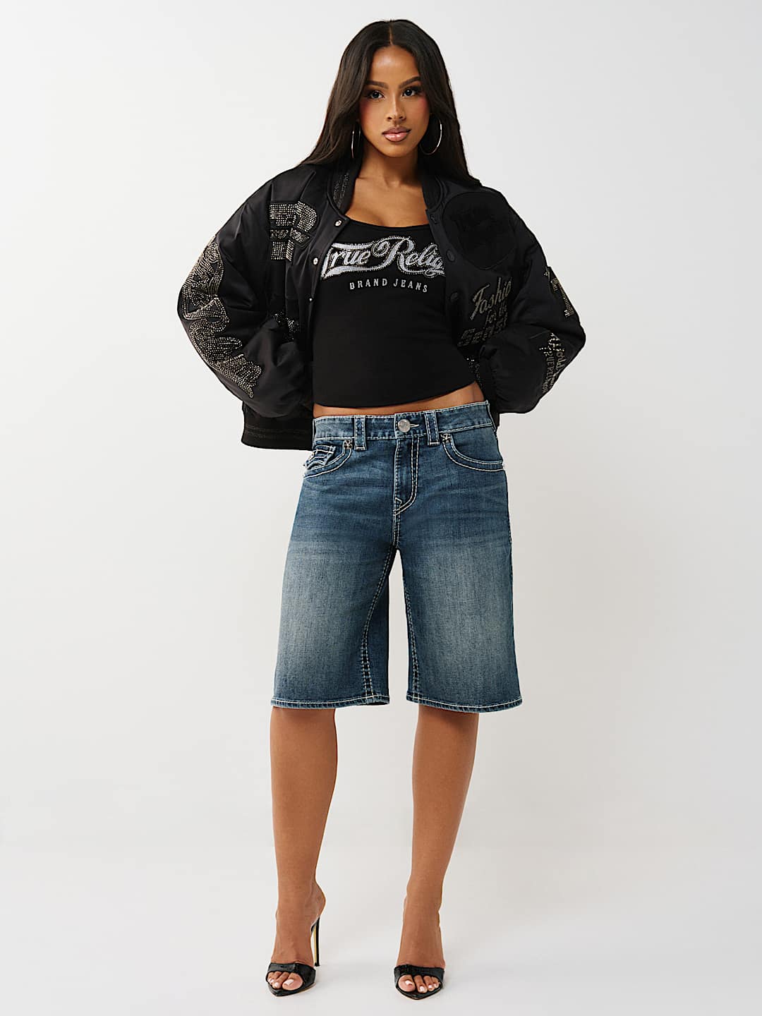 CRYSTAL LOGO NYLON BOMBER JACKET, image 2