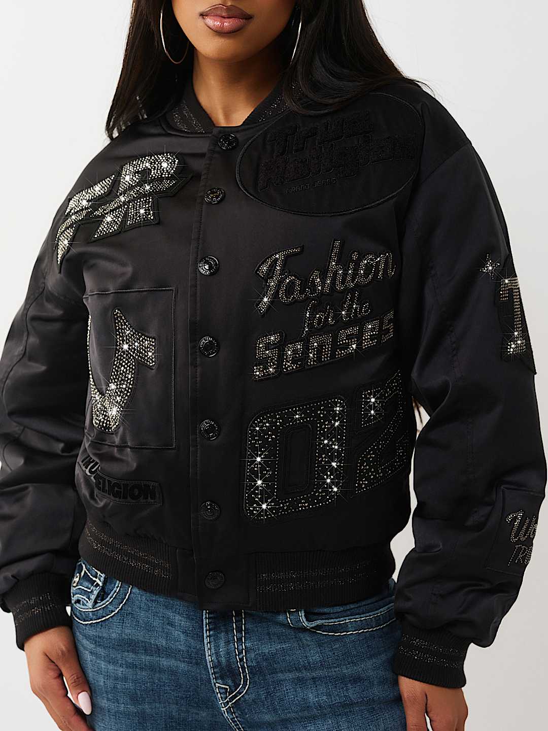 CRYSTAL LOGO NYLON BOMBER JACKET, image 3