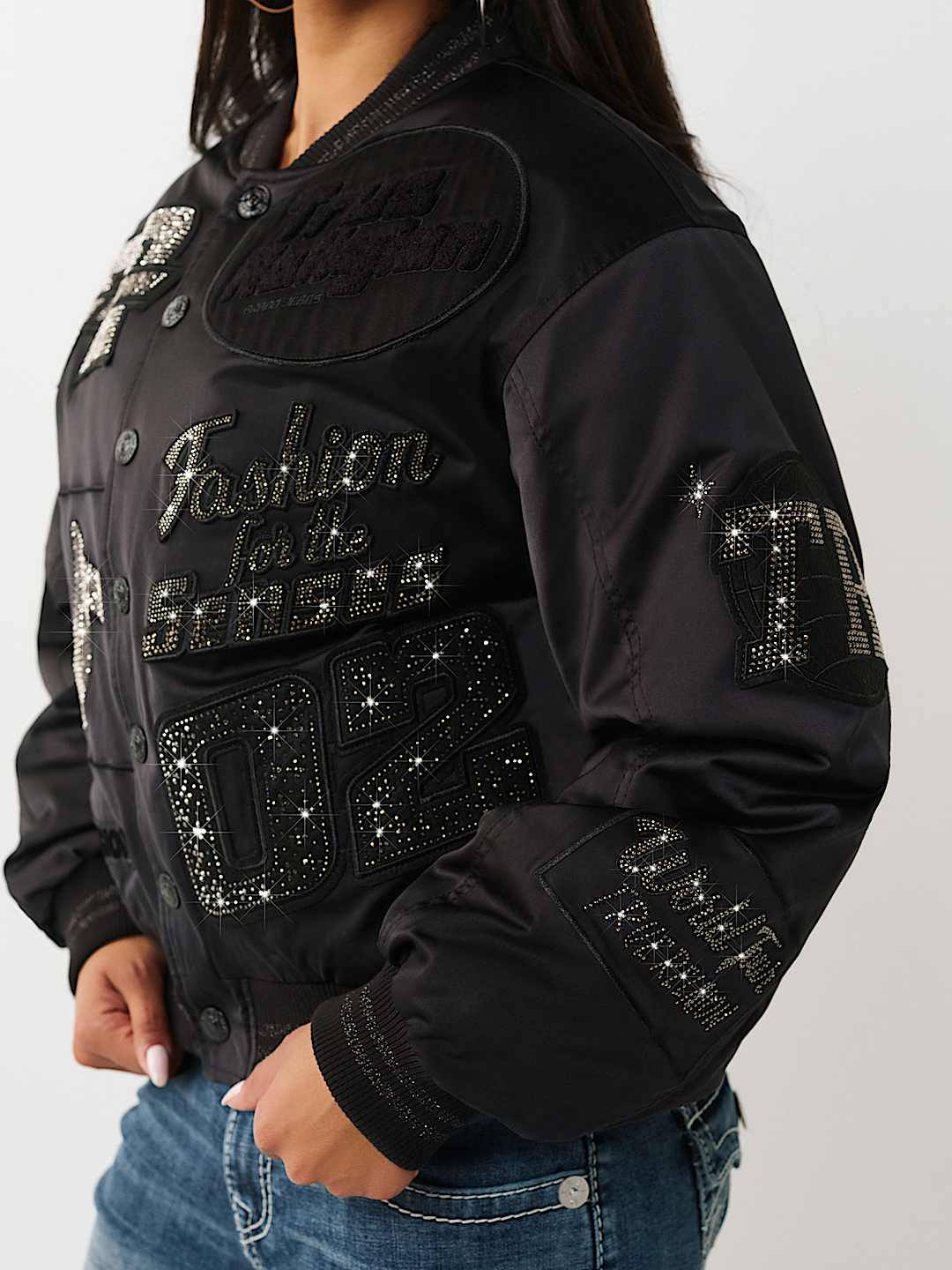 CRYSTAL LOGO NYLON BOMBER JACKET, image 4