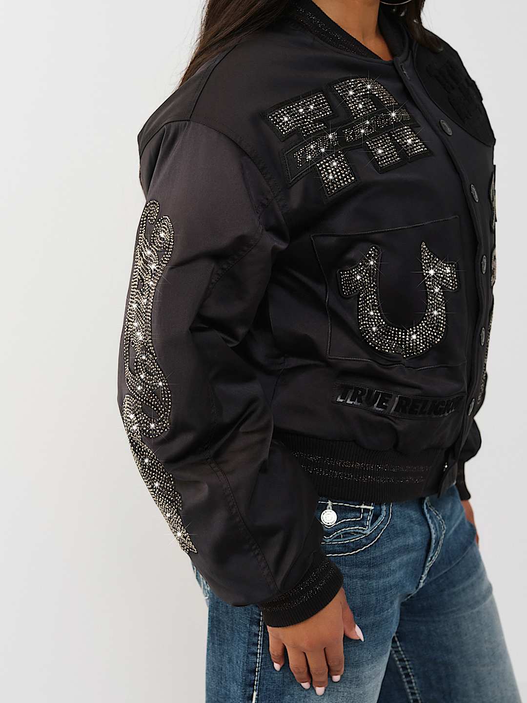 CRYSTAL LOGO NYLON BOMBER JACKET, image 5