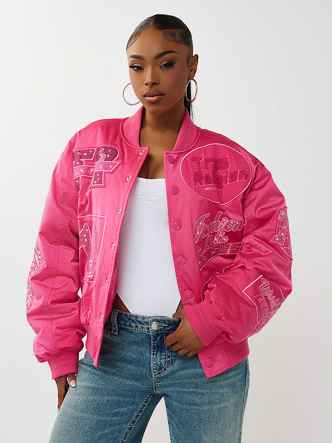 CRYSTAL LOGO NYLON BOMBER JACKET, image 2