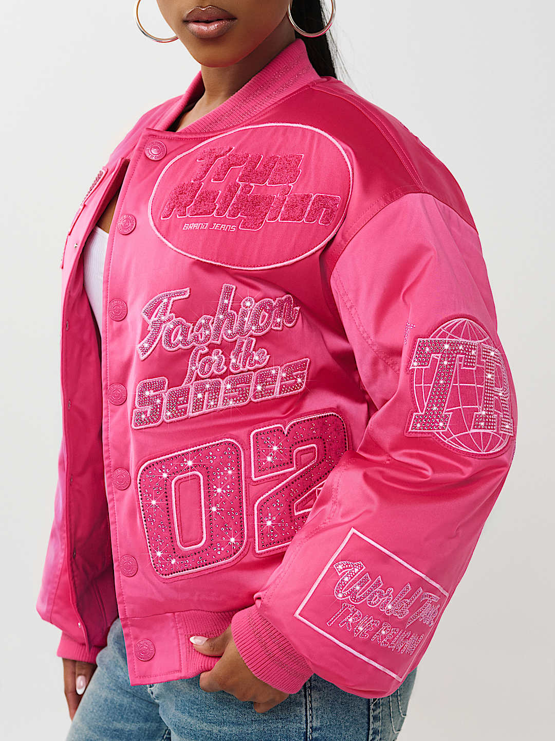 CRYSTAL LOGO NYLON BOMBER JACKET, image 5