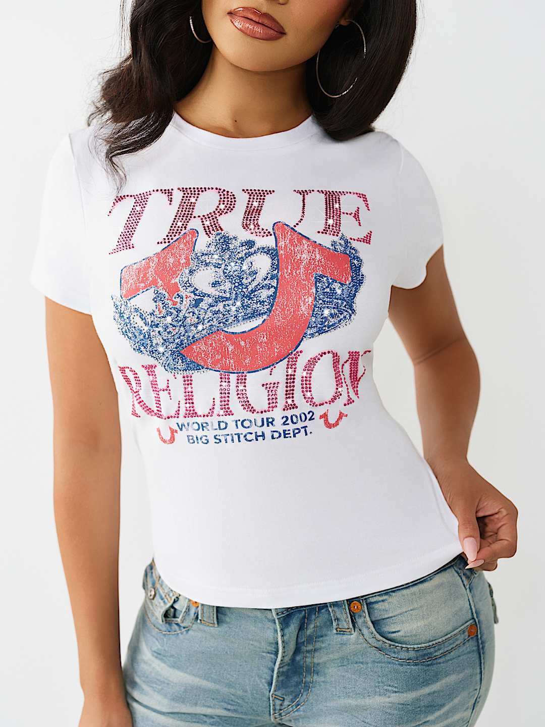 CAMISETA DE CUELLO REDONDO CL&Aacute;SICA CON CRISTALES, image 1