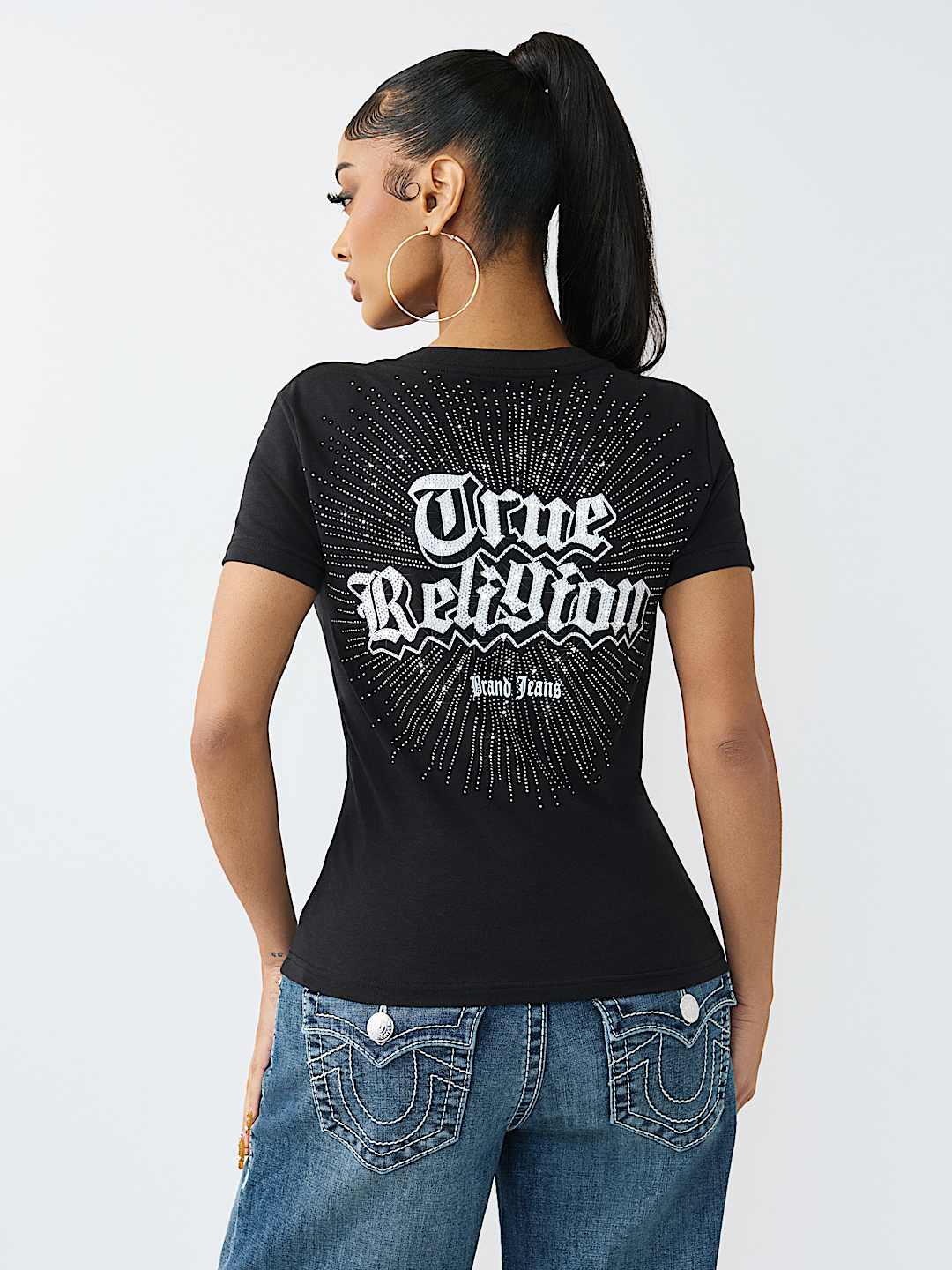 CRYSTAL LOGO V-NECK TEE, image 5