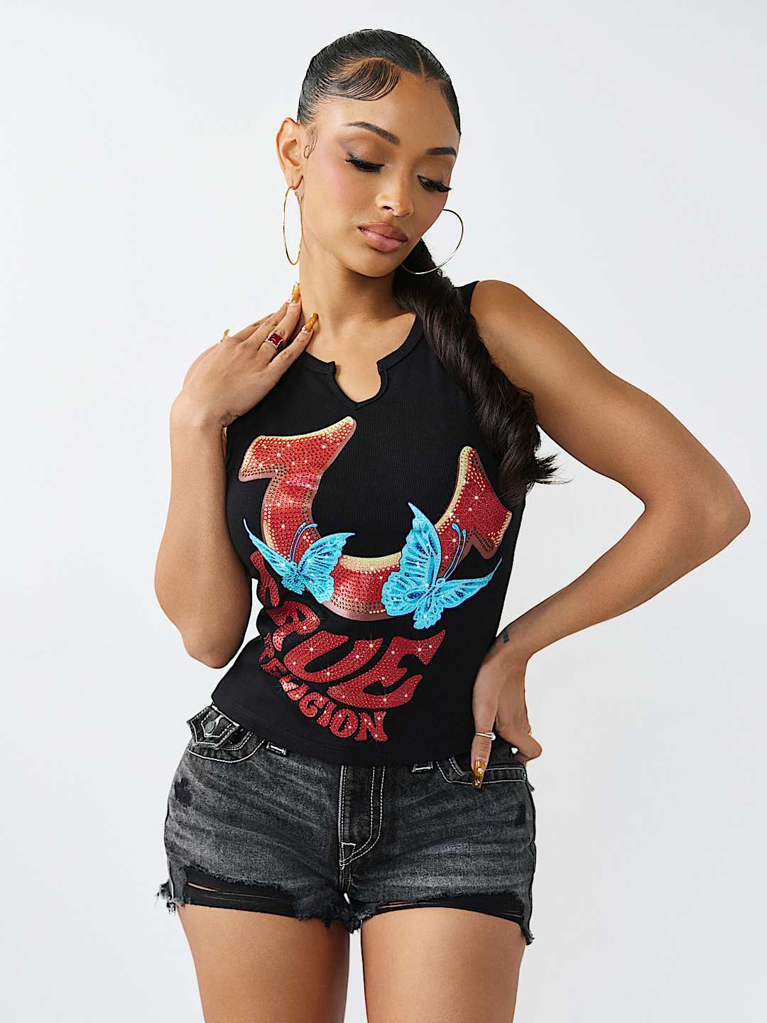 LOGO V-NOTCH RACER BACK TANK TOP, image 2