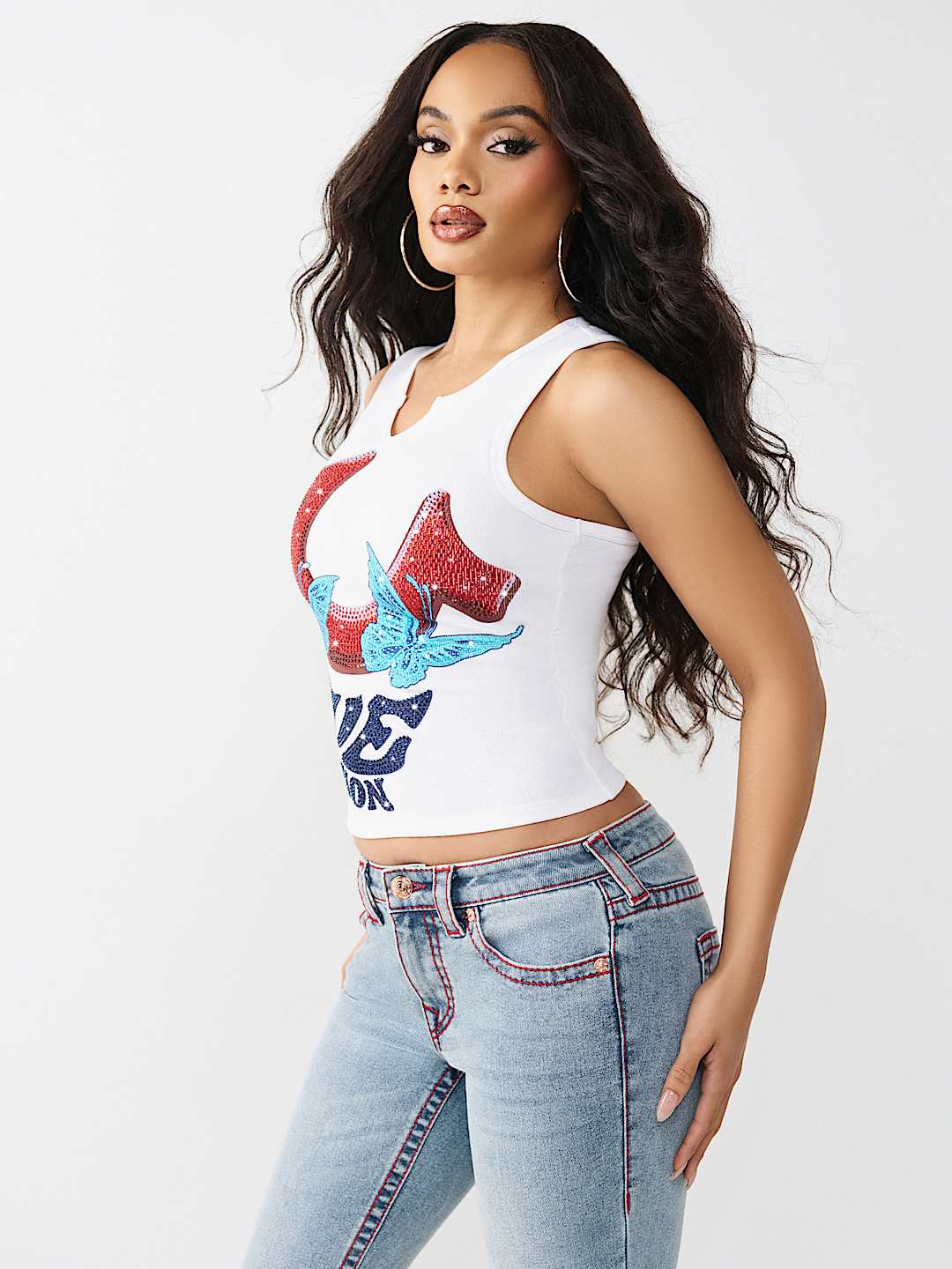 LOGO V-NOTCH RACER BACK TANK TOP, image 4