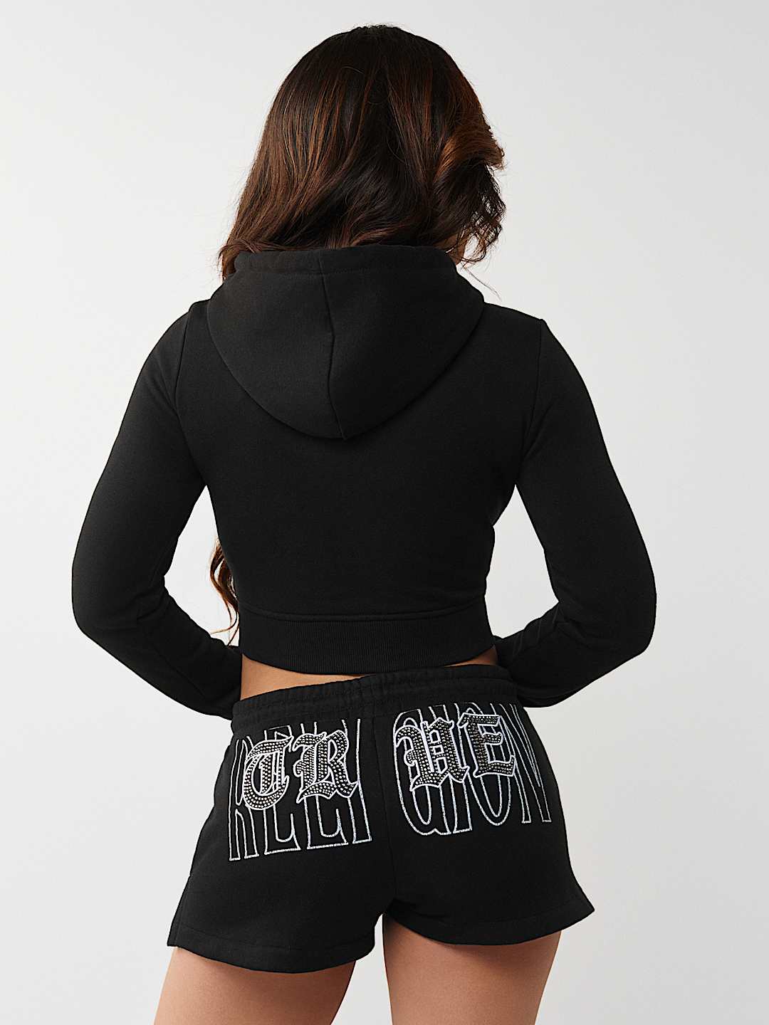 CRYSTAL EMBROIDERED SHRUNKEN ZIP HOODIE, image 5