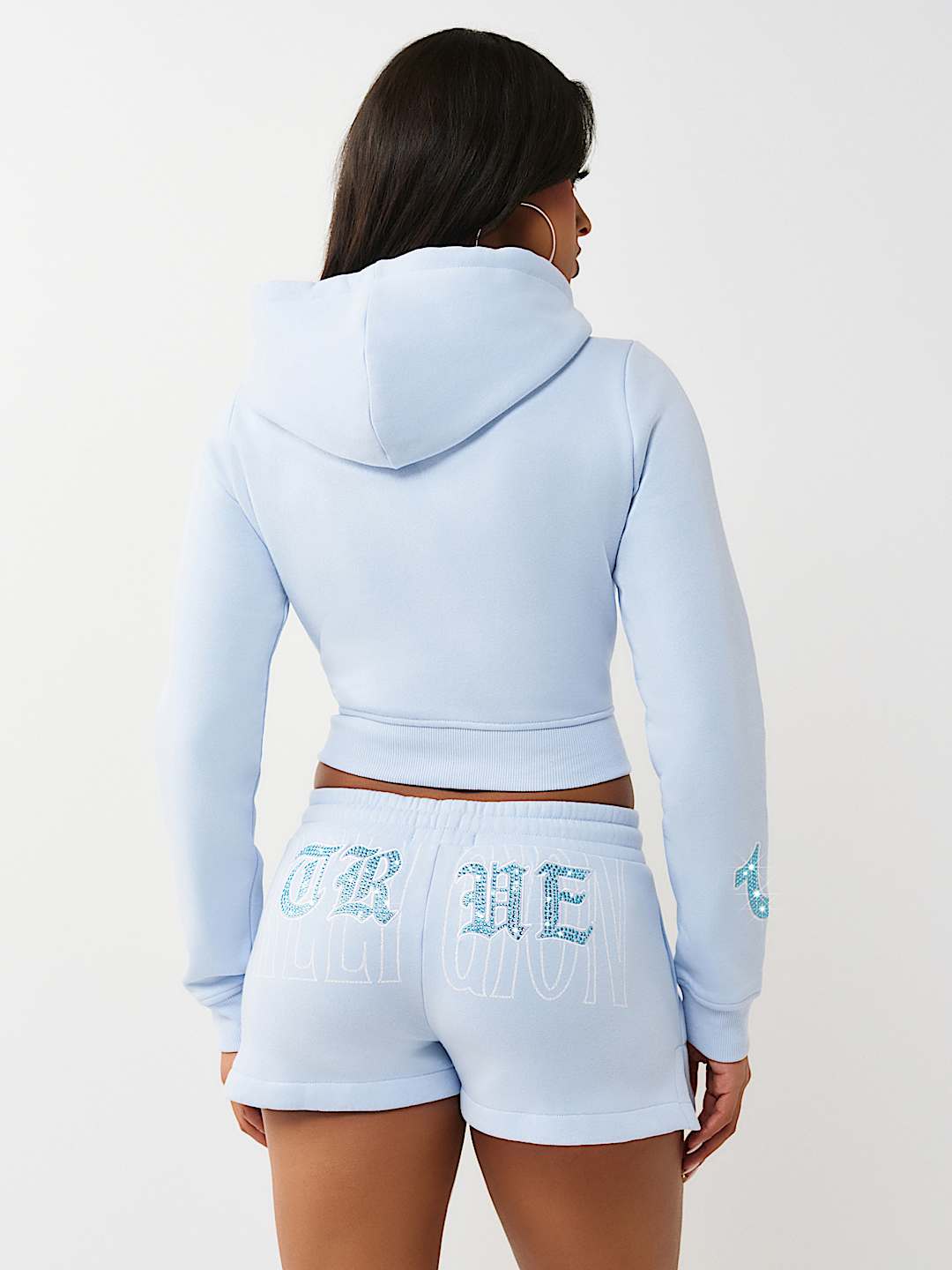 CRYSTAL EMBROIDERED SHRUNKEN ZIP HOODIE, image 6