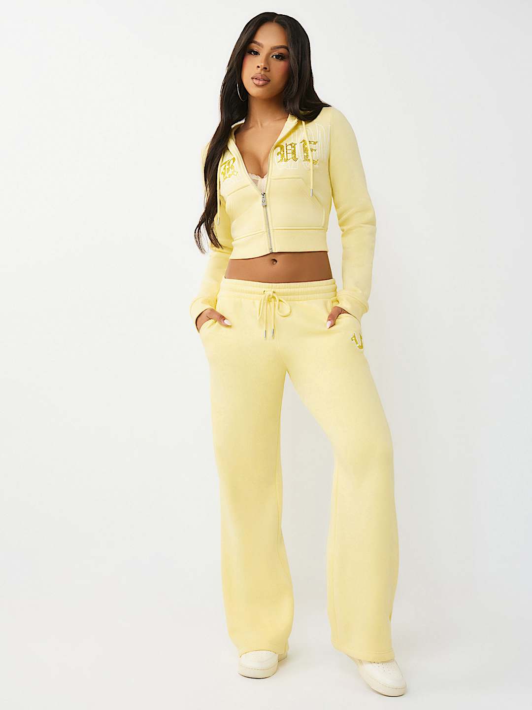 CRYSTAL EMBROIDERED SHRUNKEN ZIP HOODIE, image 3