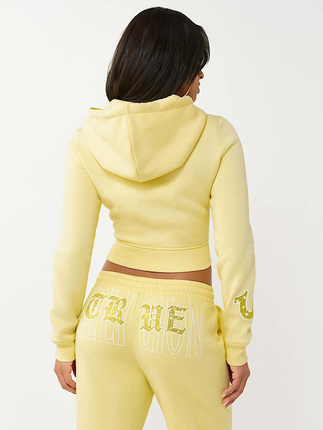 CRYSTAL EMBROIDERED SHRUNKEN ZIP HOODIE, image 6