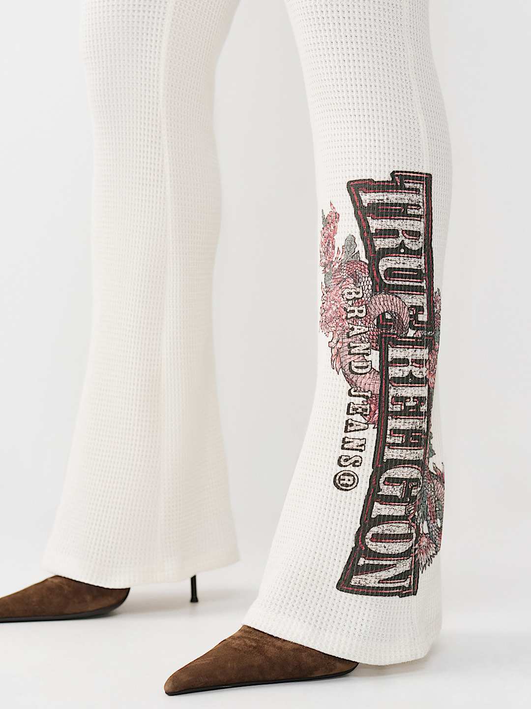 MID RISE WAFFLE KNIT FLARED PANT, image 2