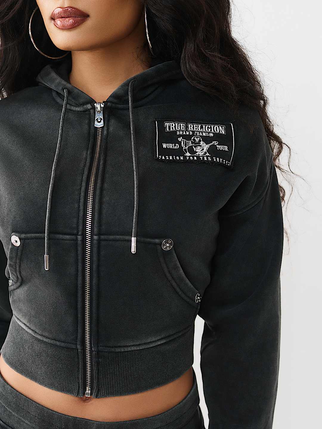VINTAGE WASHED EMBROIDERED RELAXED ZIP HOODIE, image 5
