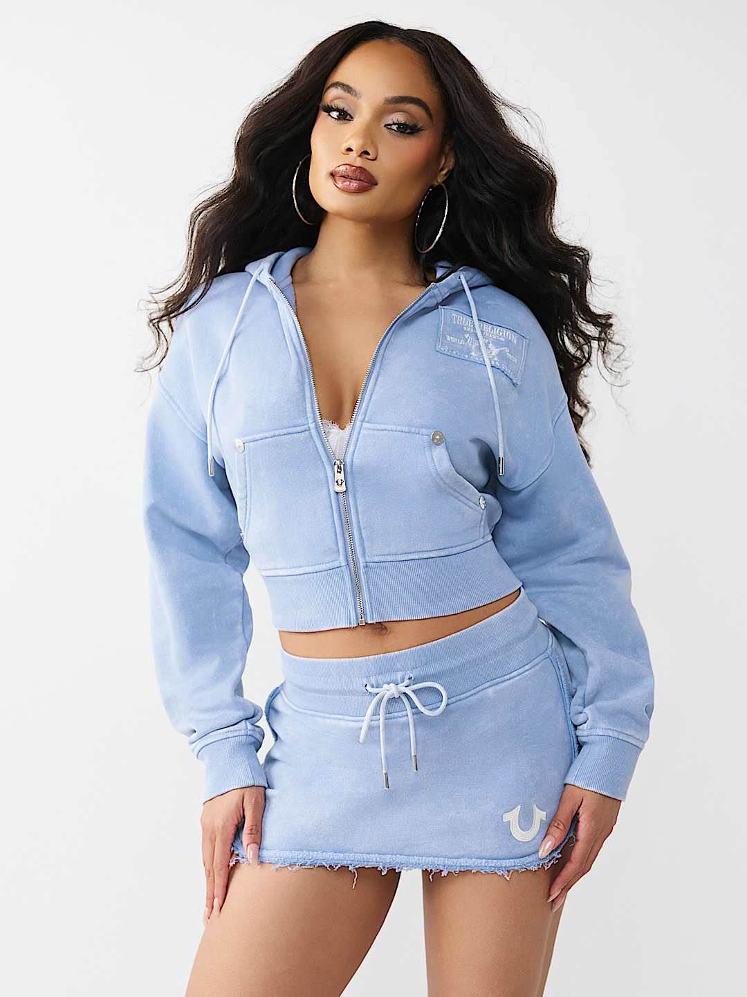 VINTAGE WASHED EMBROIDERED RELAXED ZIP HOODIE