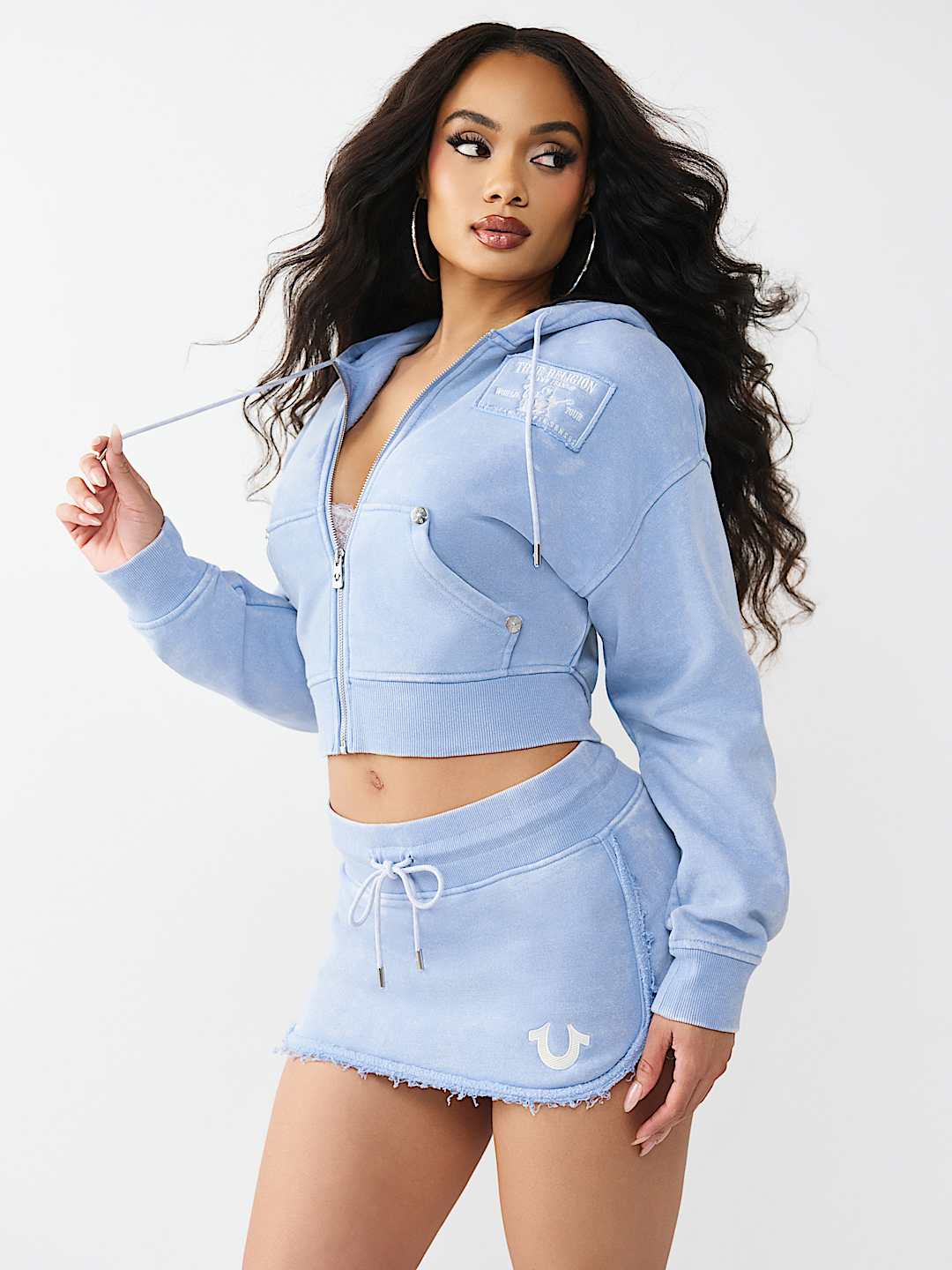 VINTAGE WASHED EMBROIDERED RELAXED ZIP HOODIE