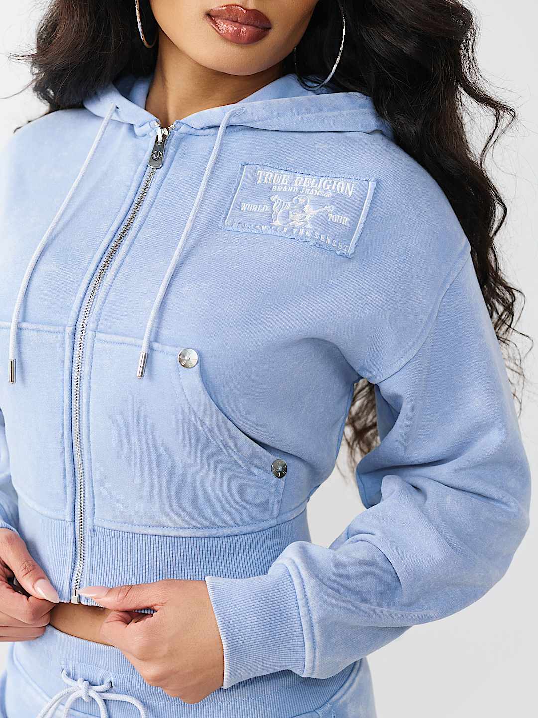 VINTAGE WASHED EMBROIDERED RELAXED ZIP HOODIE