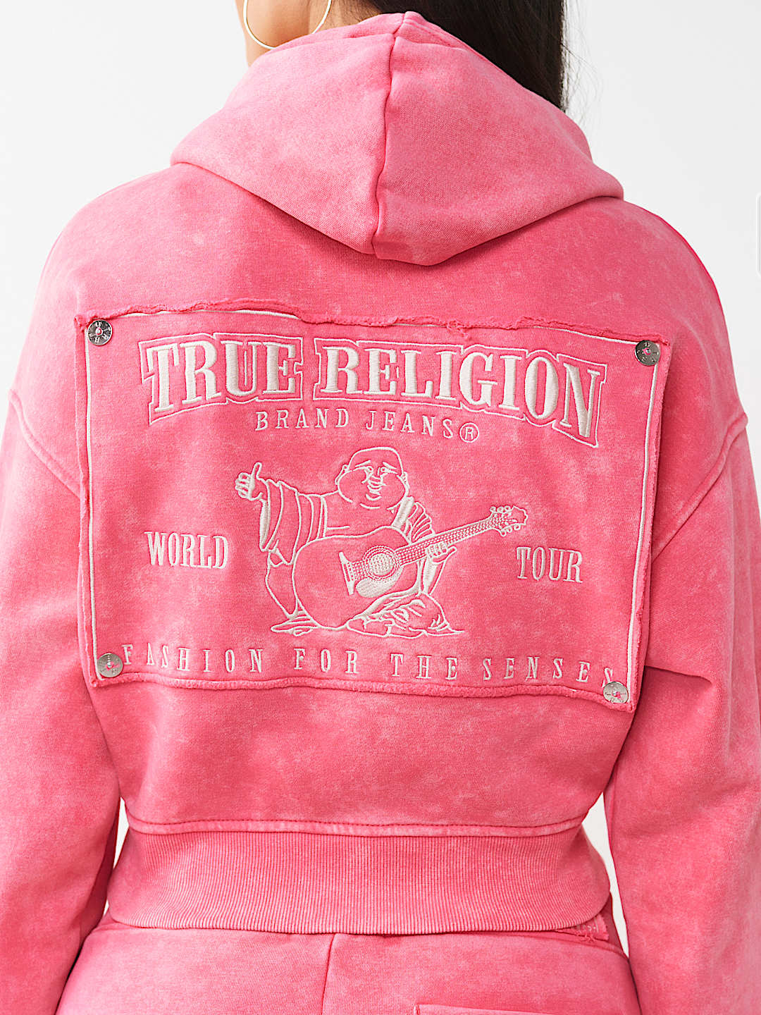 VINTAGE WASHED EMBROIDERED RELAXED ZIP HOODIE