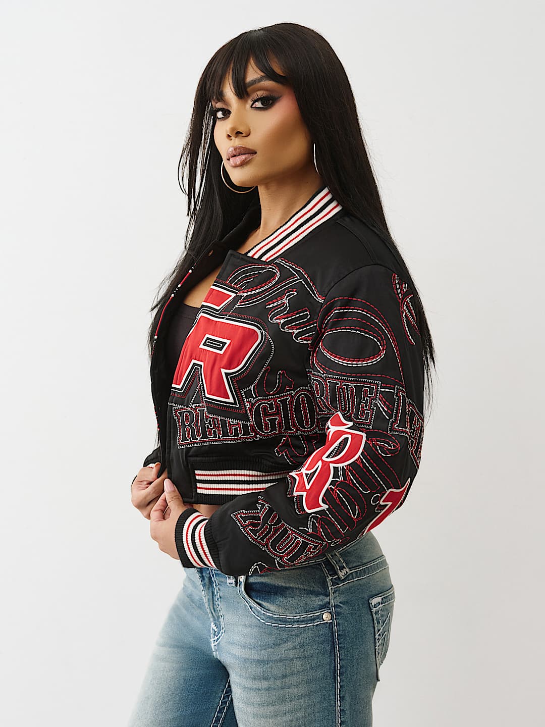 EMBROIDERED CROPPED BOMBER JACKET , image 7